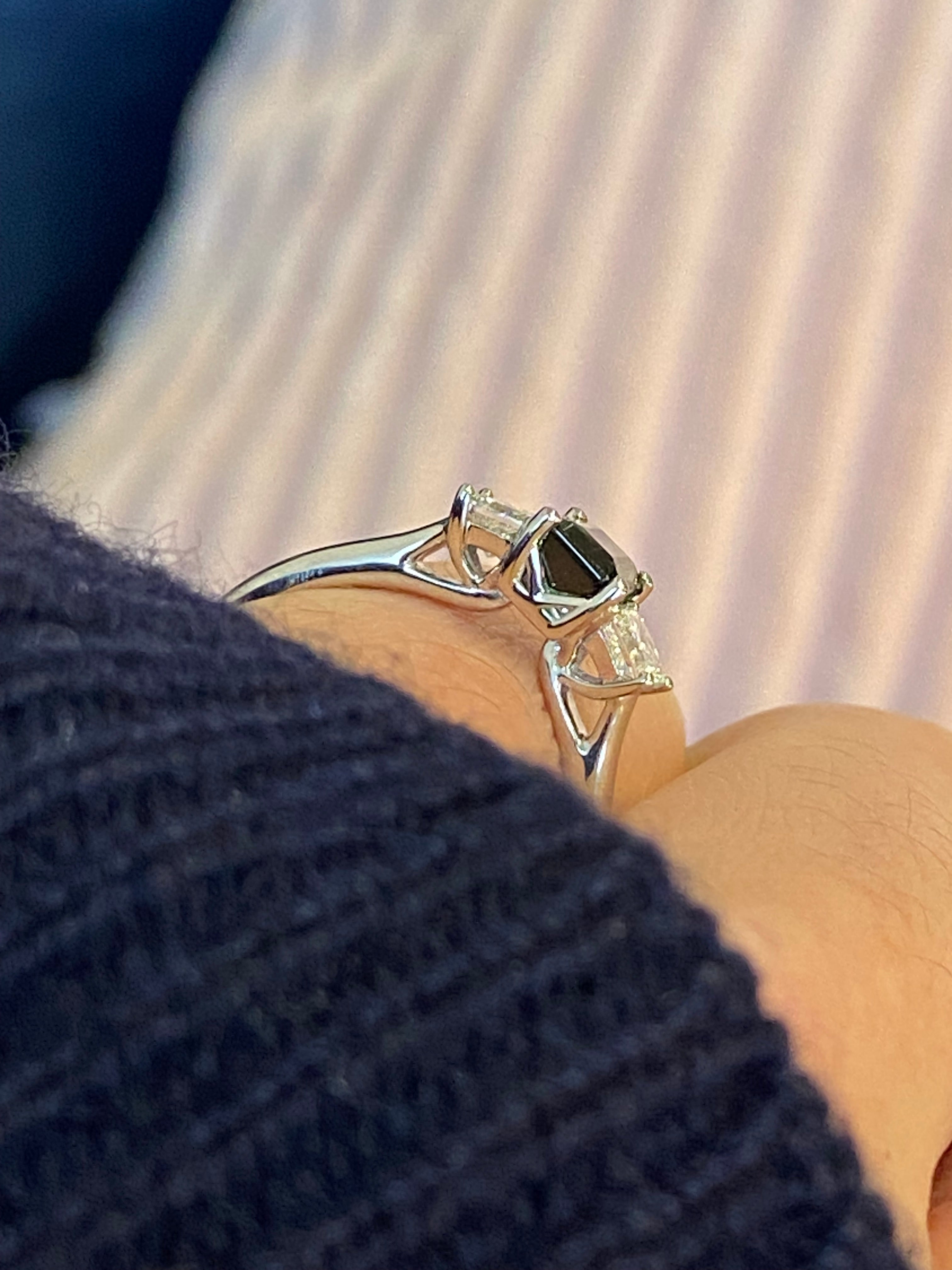 Beautiful Green Tourmaline and Natural Diamond Three Stone Ring in Platinum