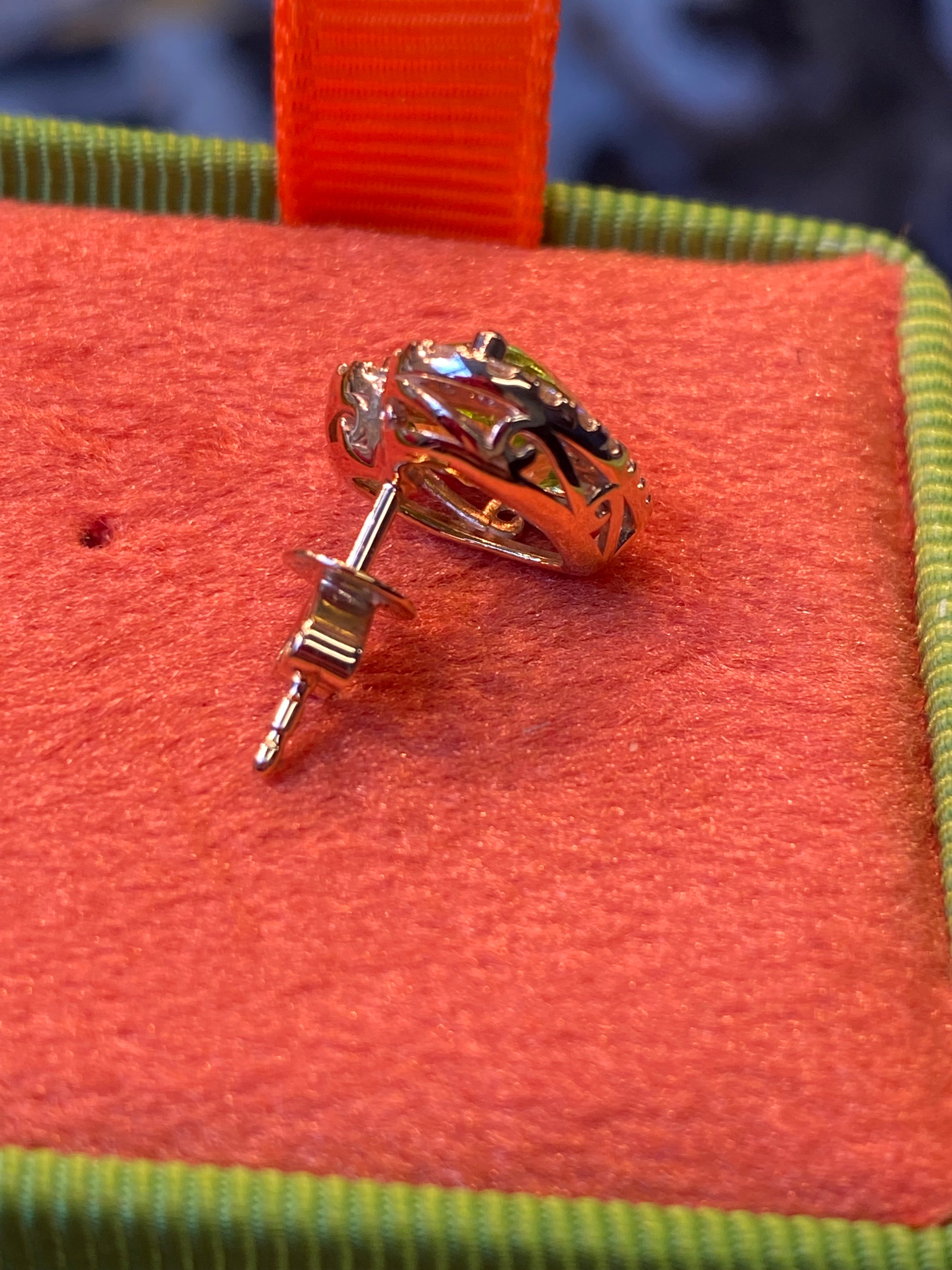 Beautiful Heart Shaped Peridot and Natural Diamond Stud Earrings in 9ct Yellow Gold