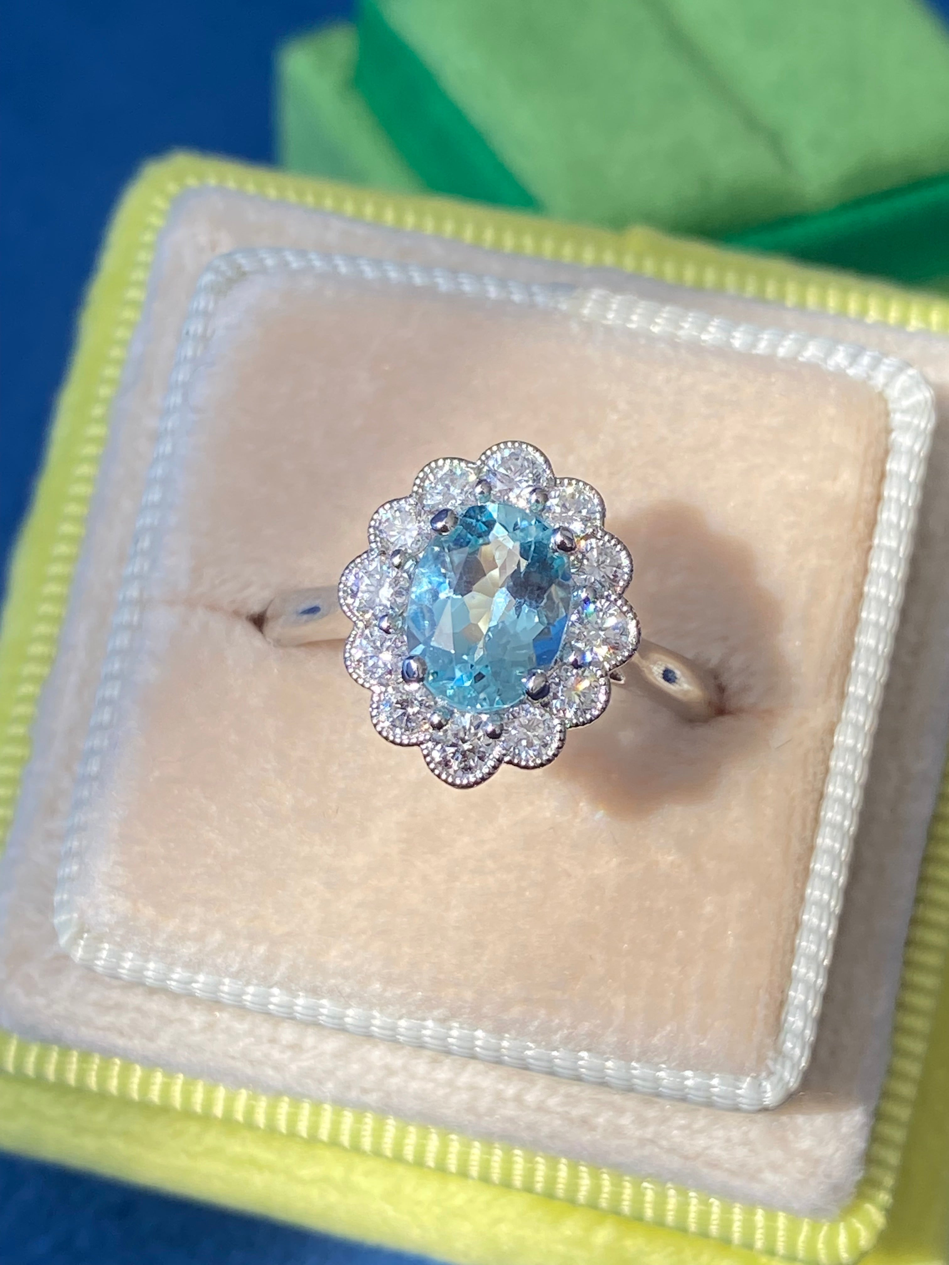 1.63 CTW Aquamarine and Diamond Ring in Platinum
