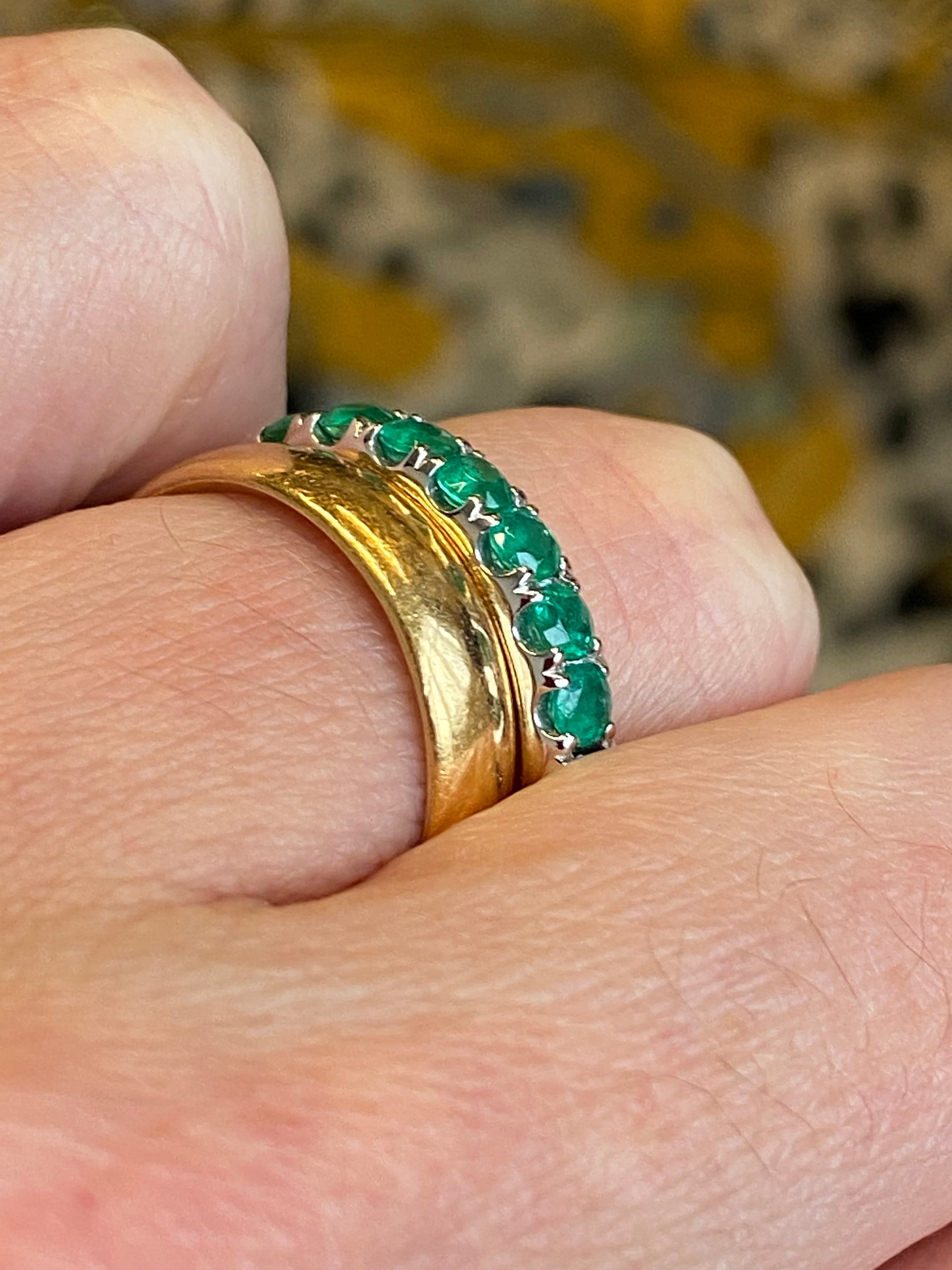 0.84 CTW Emerald Eternity Stacking Ring in Platinum