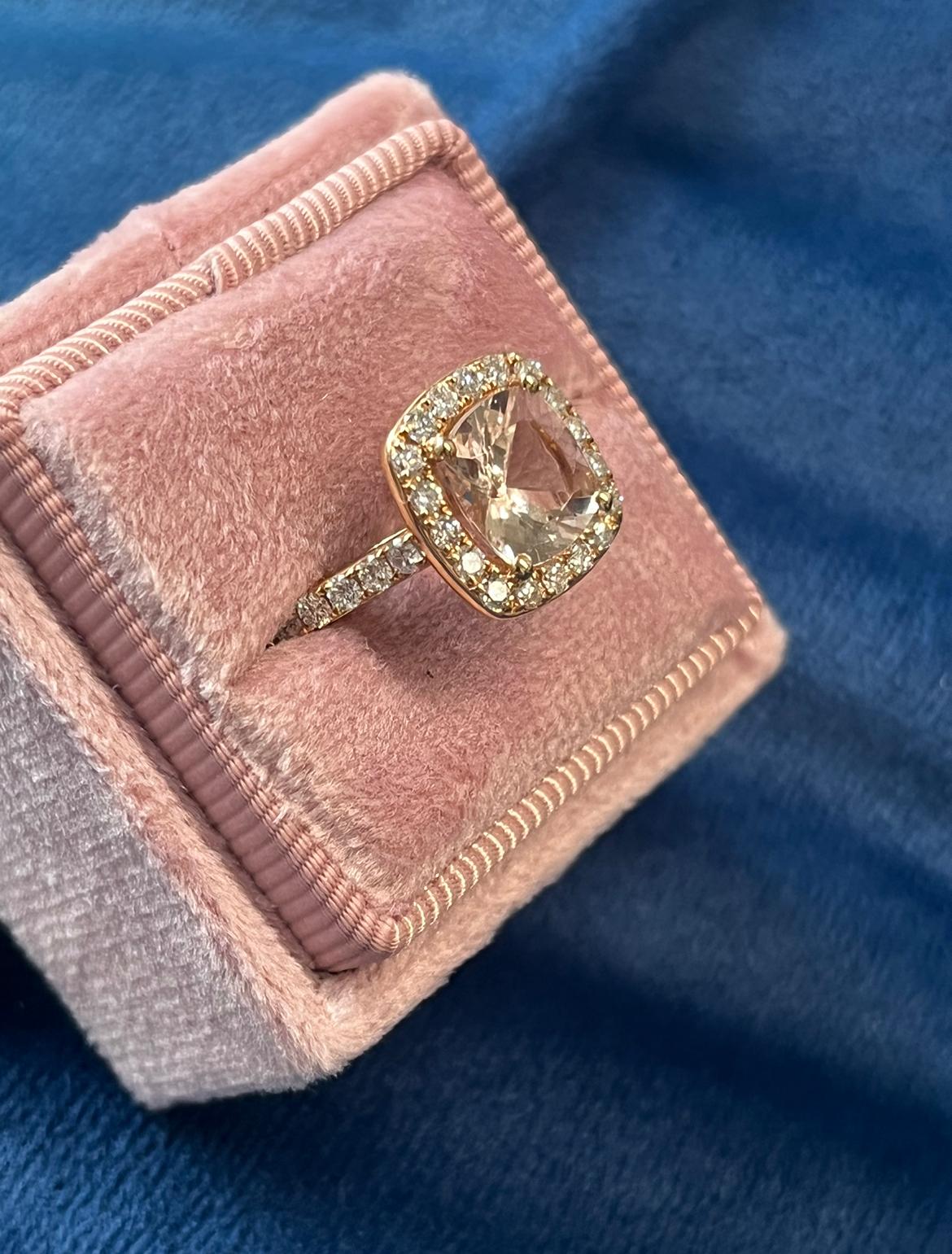 1.63 Carat Morganite and Natural Diamond Ring in 18ct Rose Gold