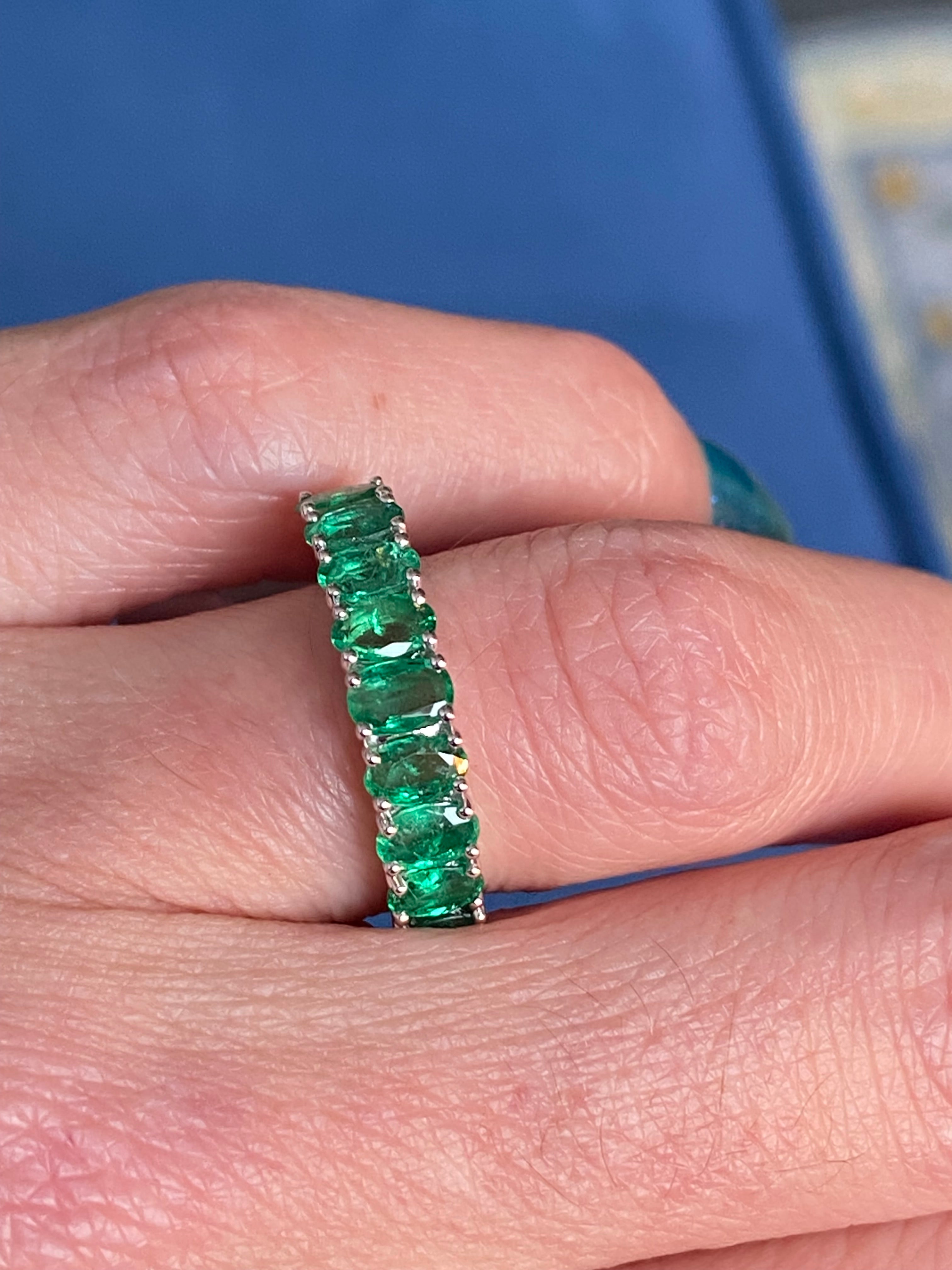 1.74 CTW Emerald Eternity Ring in 9ct White Gold