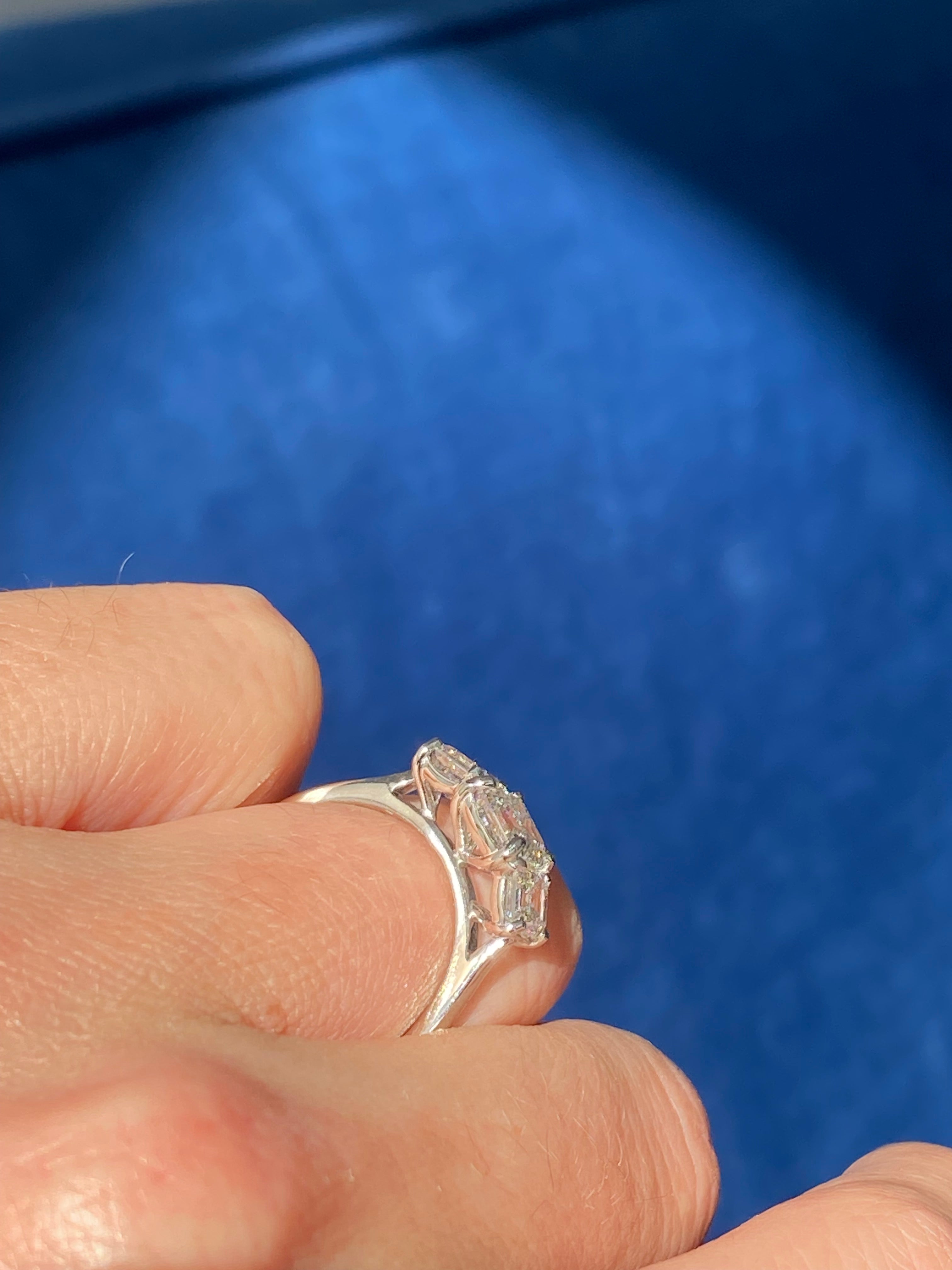 Heritage 2.00 CT + Asscher Cut Lab Grown Diamond Three Stone Trilogy Engagement Ring, at Least F Colour / VVS Clarity