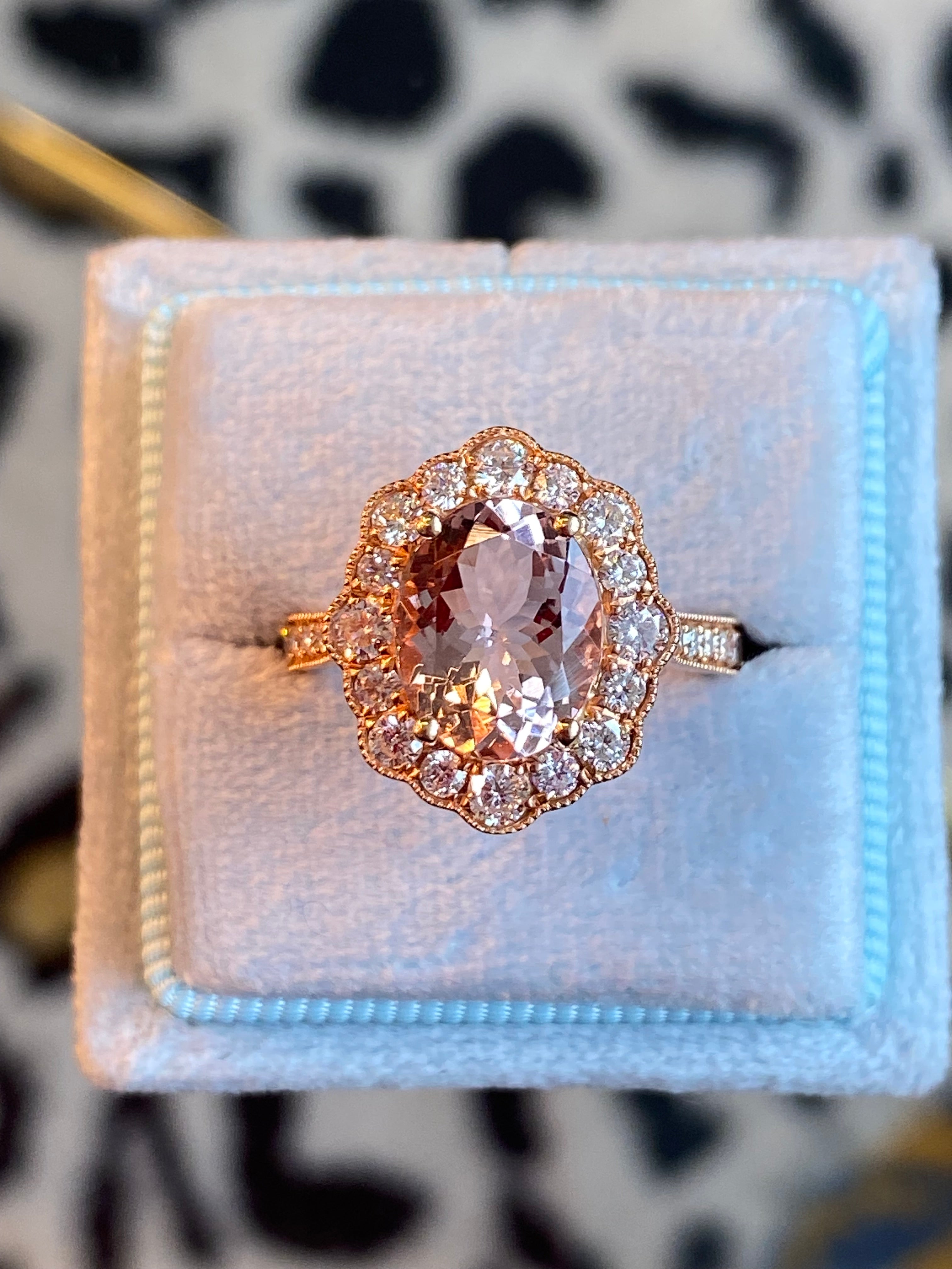 3.10 CTW Morganite and Natural Diamond Ring in 18ct Rose Gold