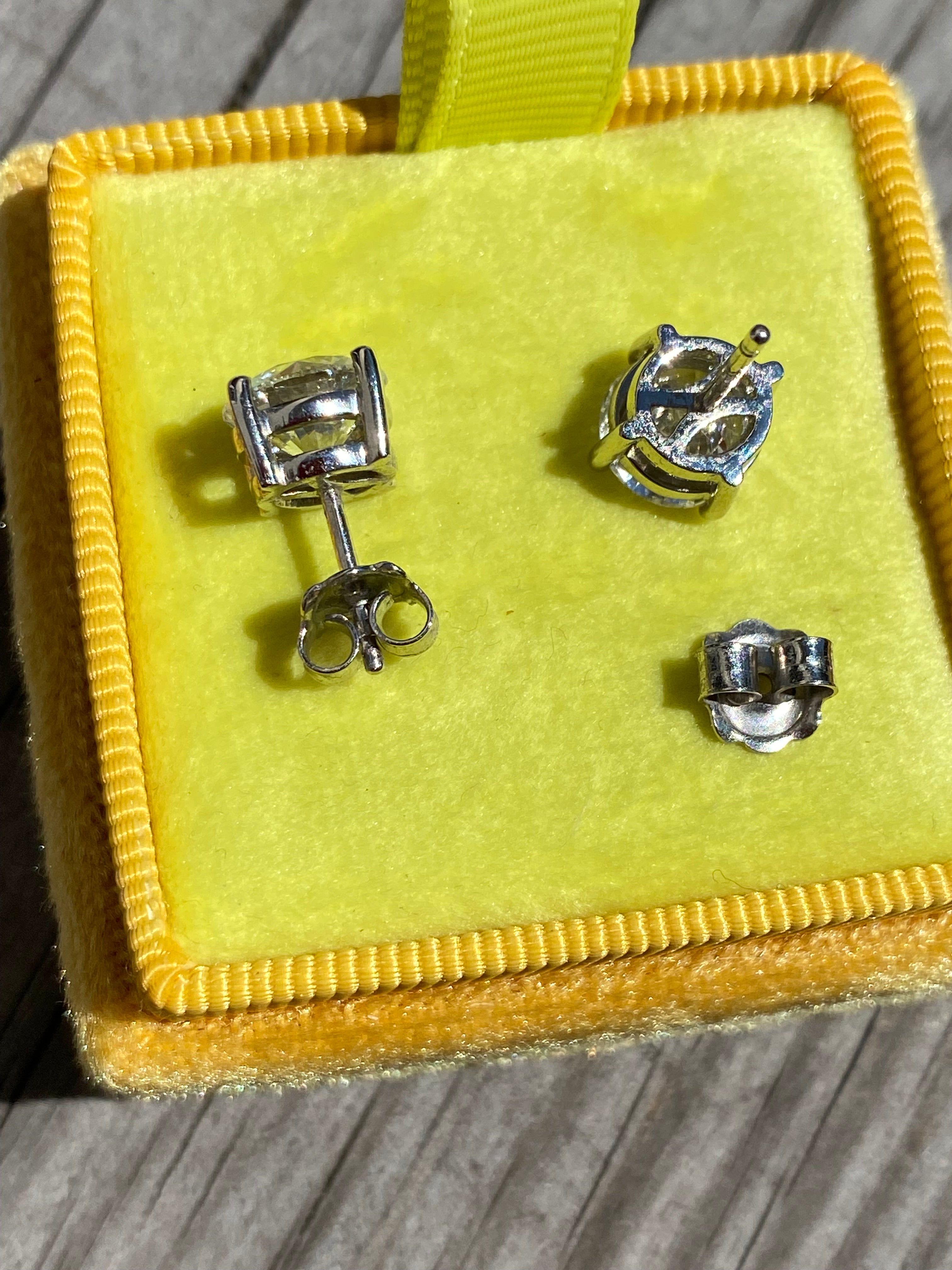 4.00 CTW + Lab Grown Diamond Solitaire Stud Earrings, at Least F Colour / VVS Clarity