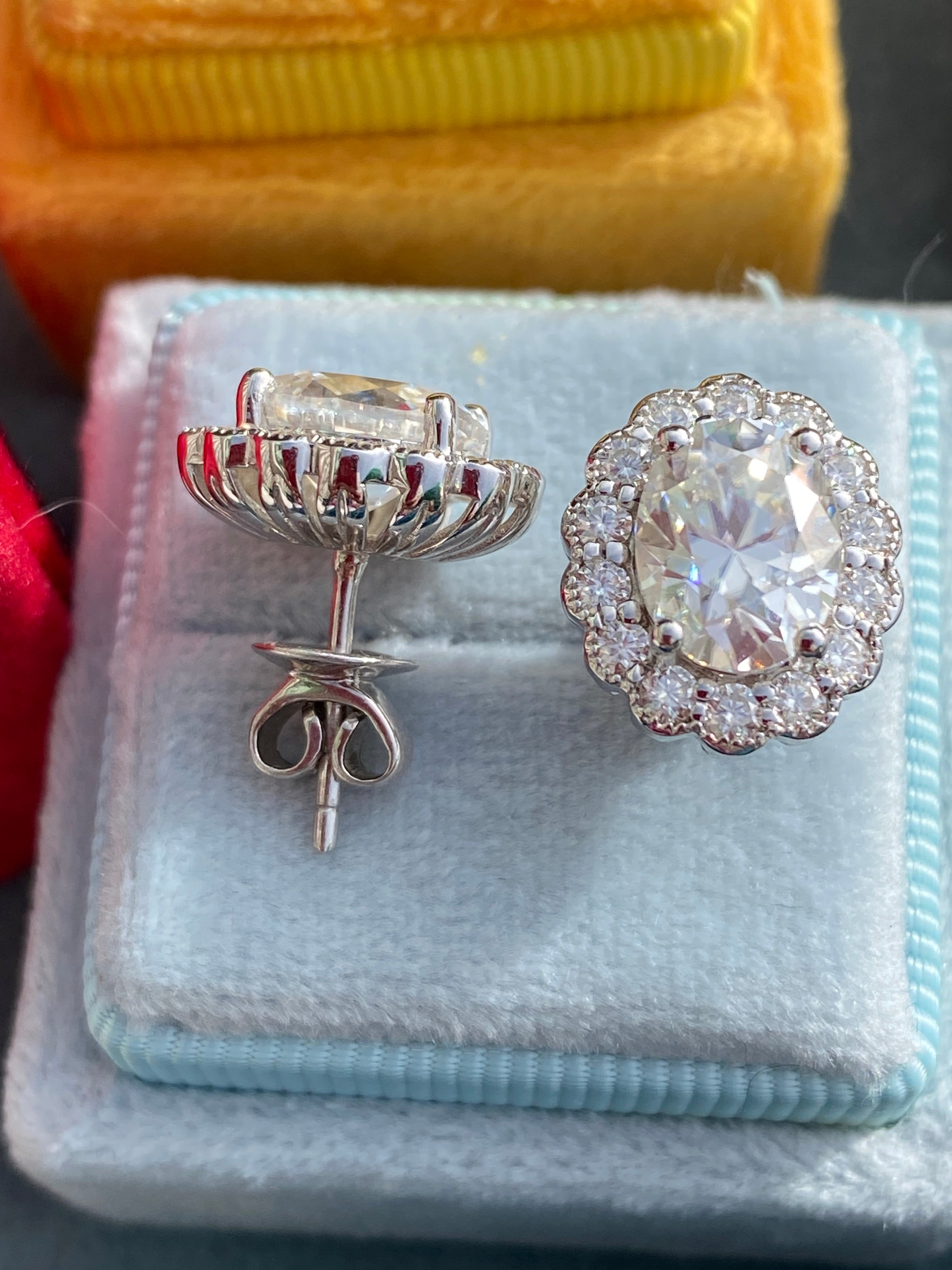 5.00 CTW Oval Cut Moissanite Earrings in Sterling Silver