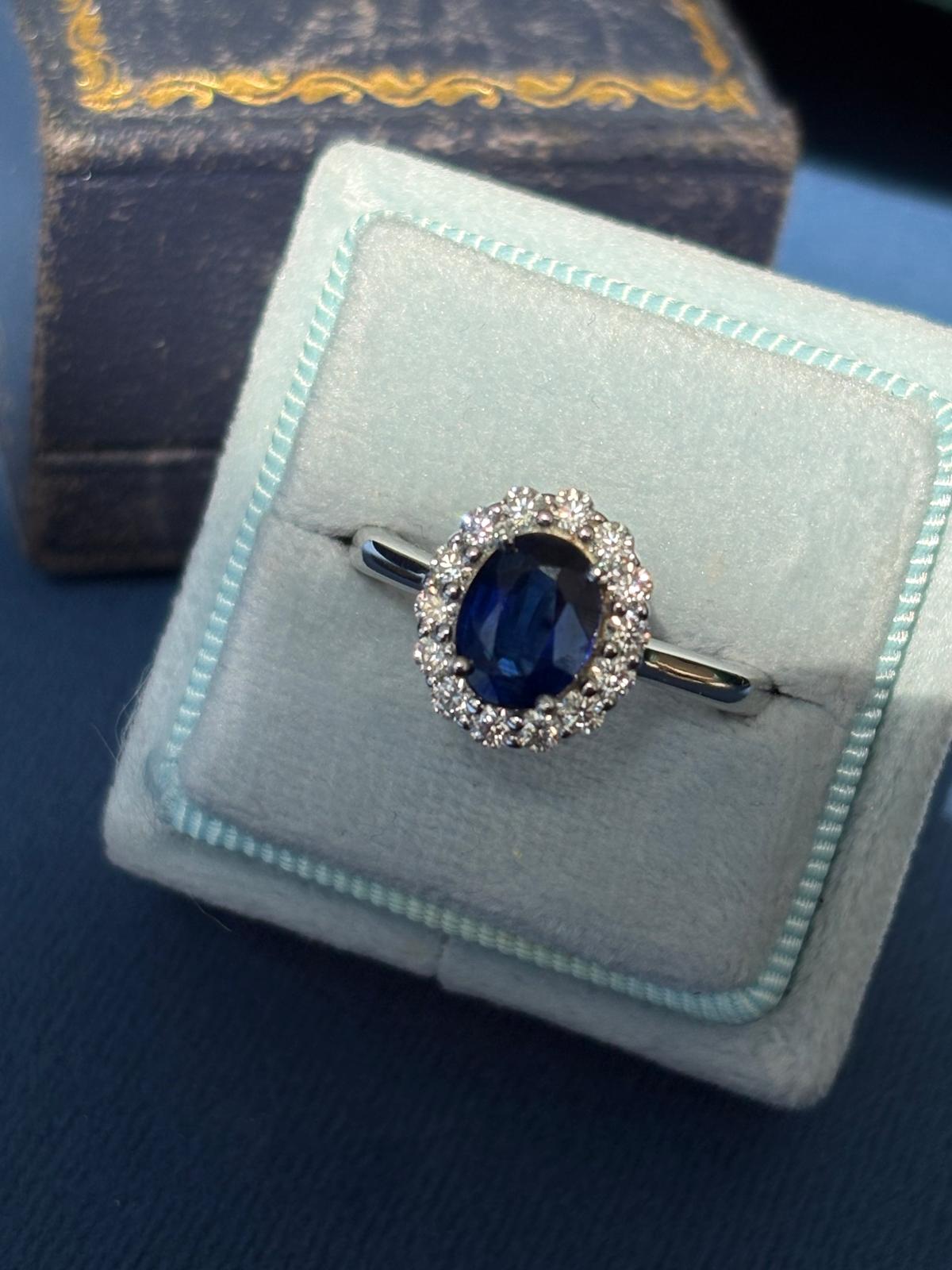 2.00 CTW Oval Cut Kyanite Moissanite Halo Ring in Sterling Silver