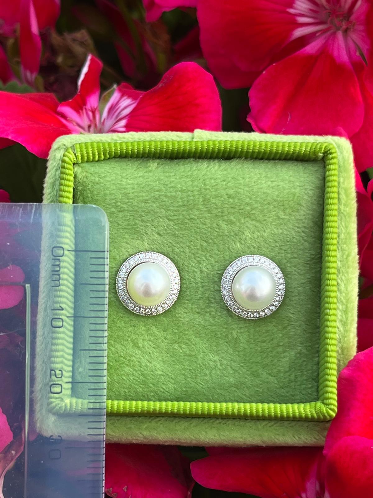Pearl and Diamond Earrings in 18ct White Gold