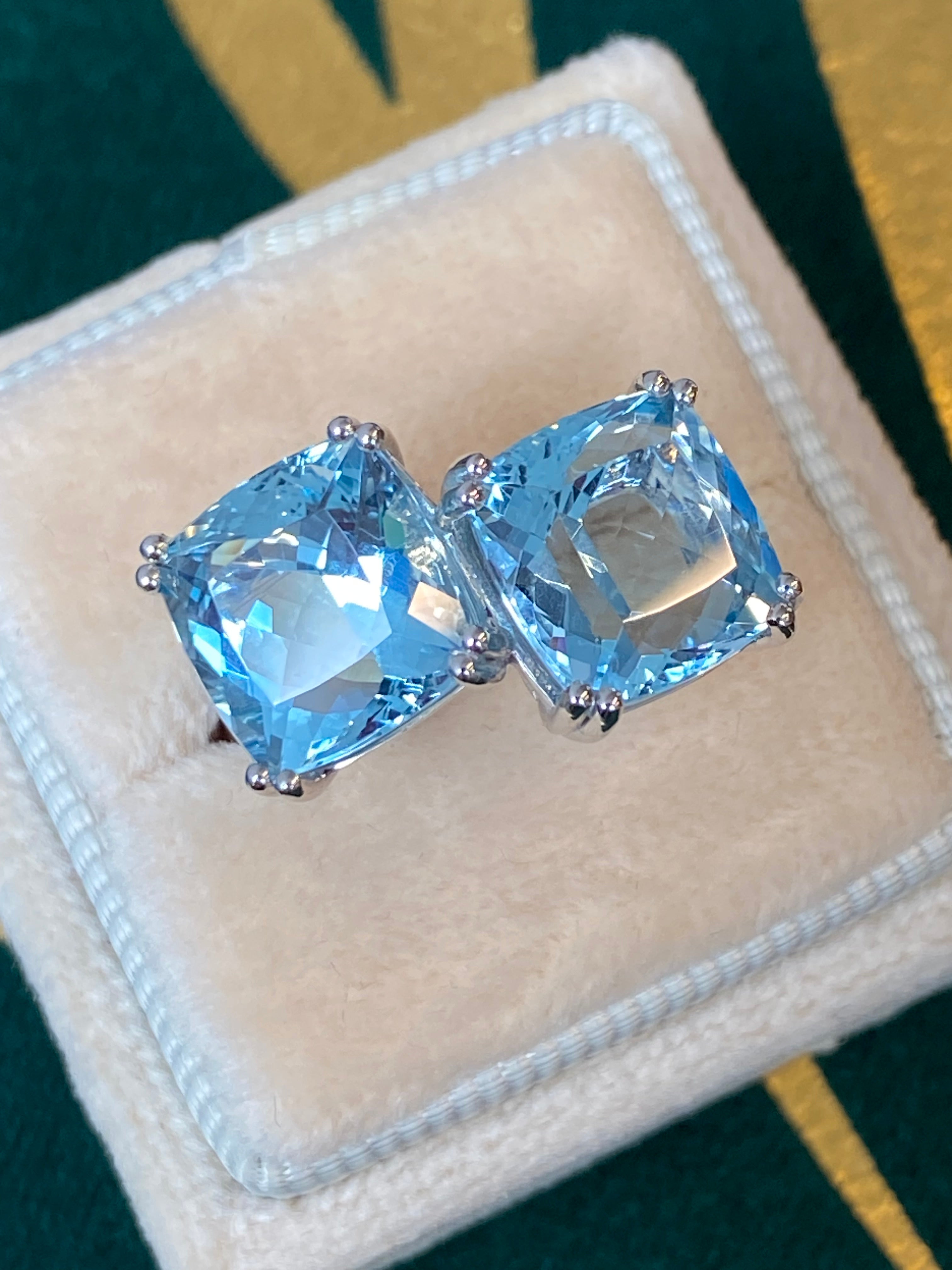 9.67 CTW Aquamarine and Natural Diamond Toi et Moi Ring in Platinum