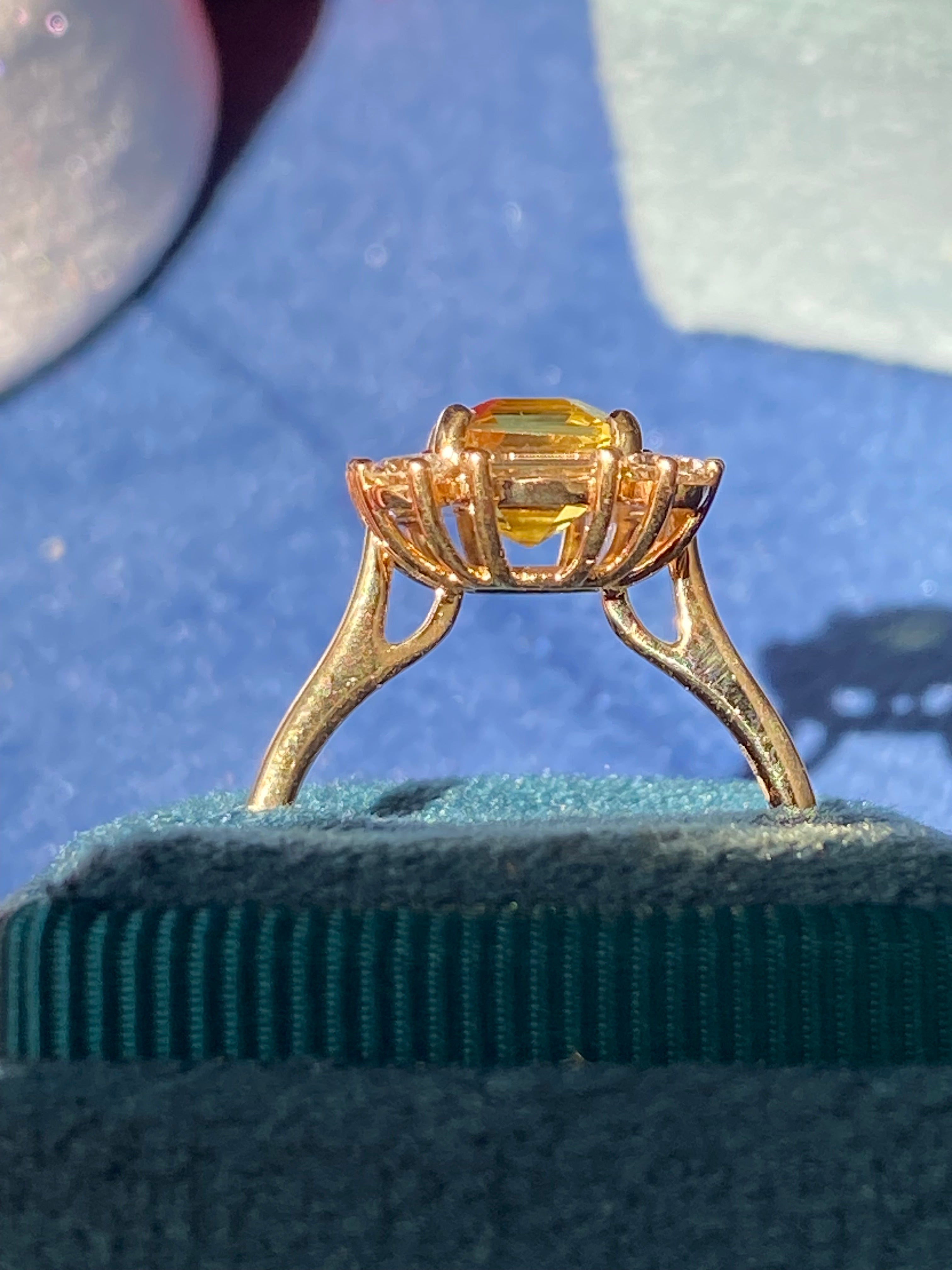 2.26 Carat Yellow Sapphire and 0.92 ctw Natural Diamond Ring in 18ct Yellow Gold