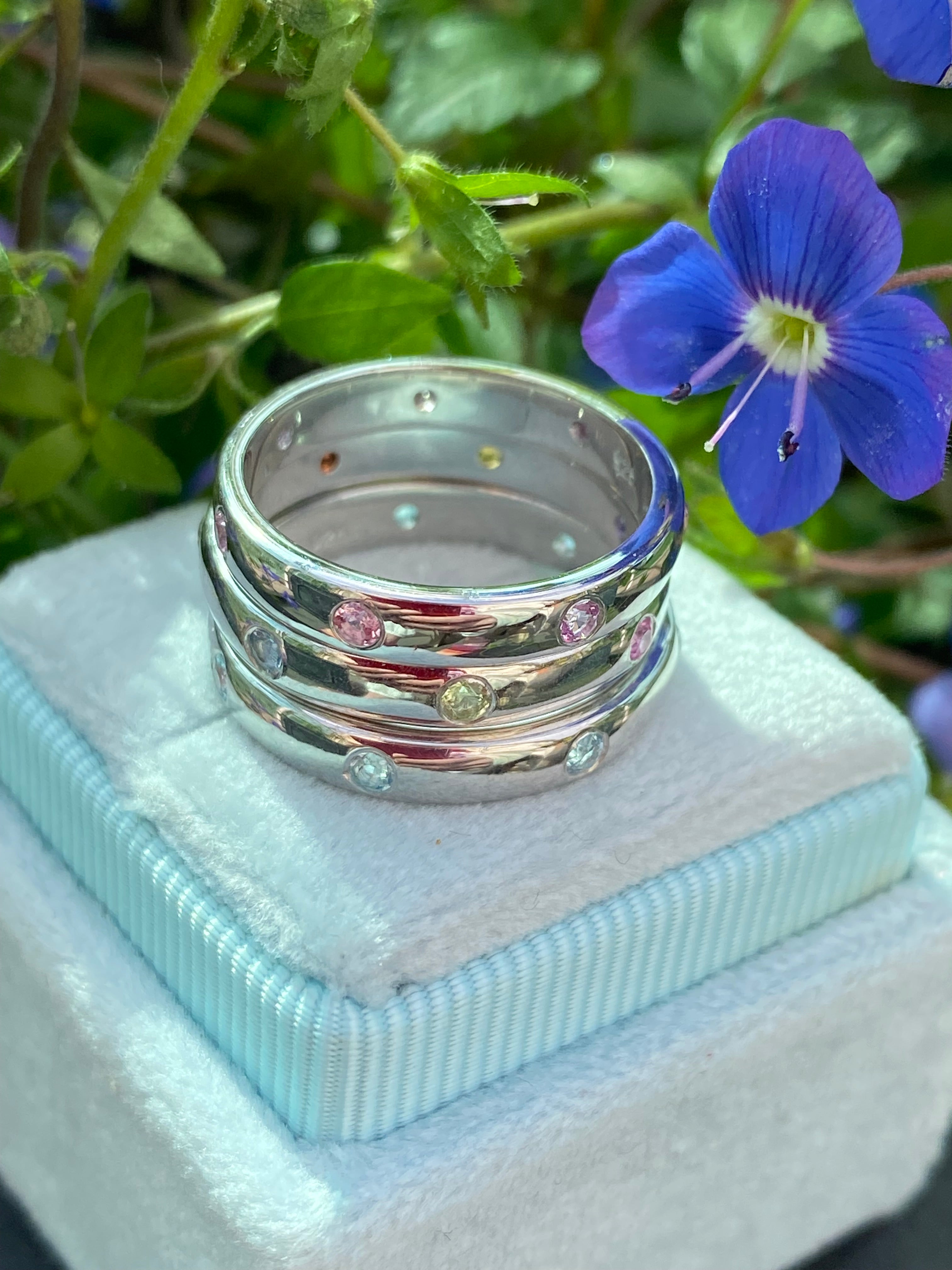 0.21ctw Aquamarine Eternity Stacking Ring