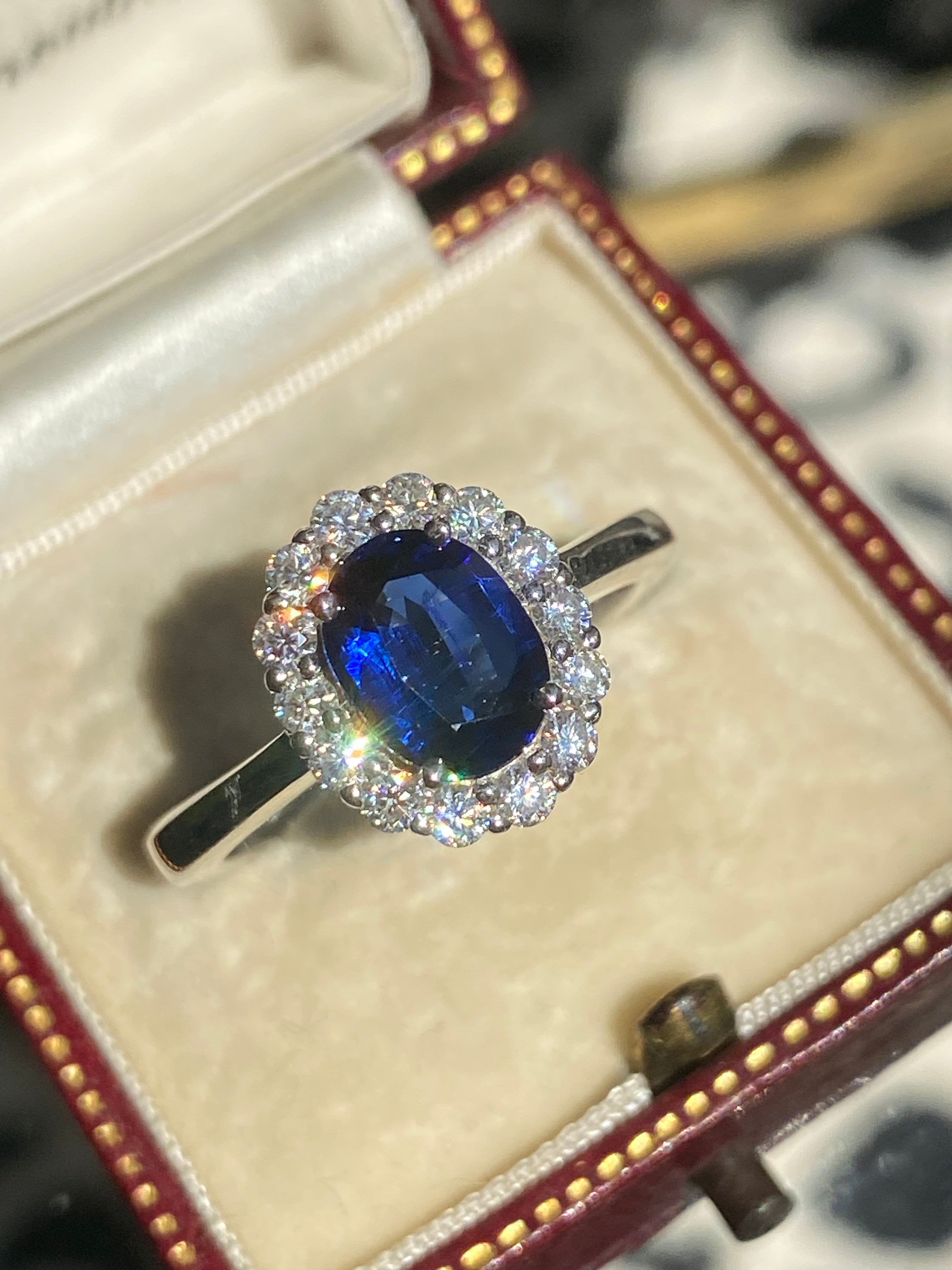 2.00 CTW Oval Cut Kyanite Moissanite Halo Ring in Sterling Silver