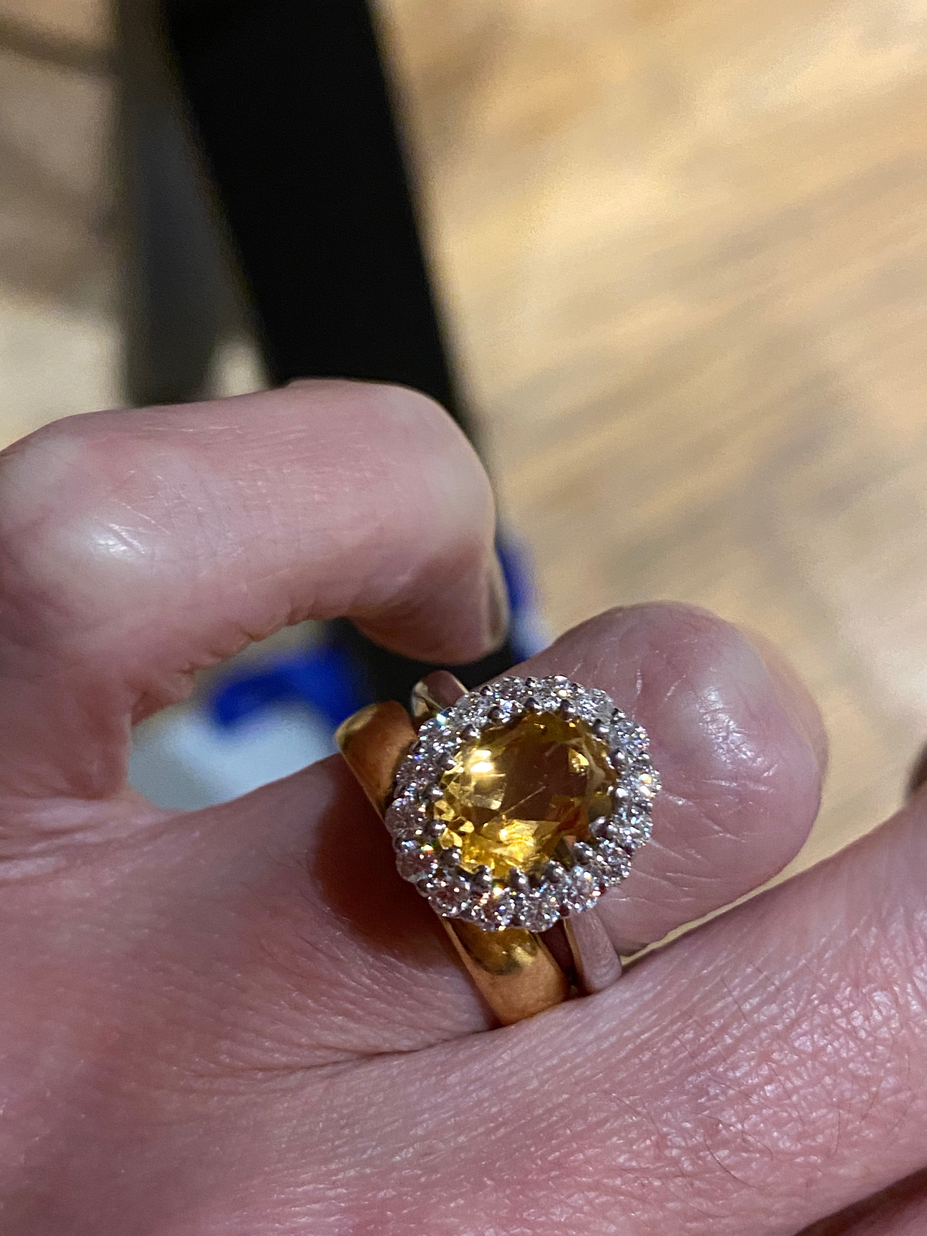 2.52 CTW Oval Cut Citrine and Moissanite Halo Cocktail Ring in Sterling Silver