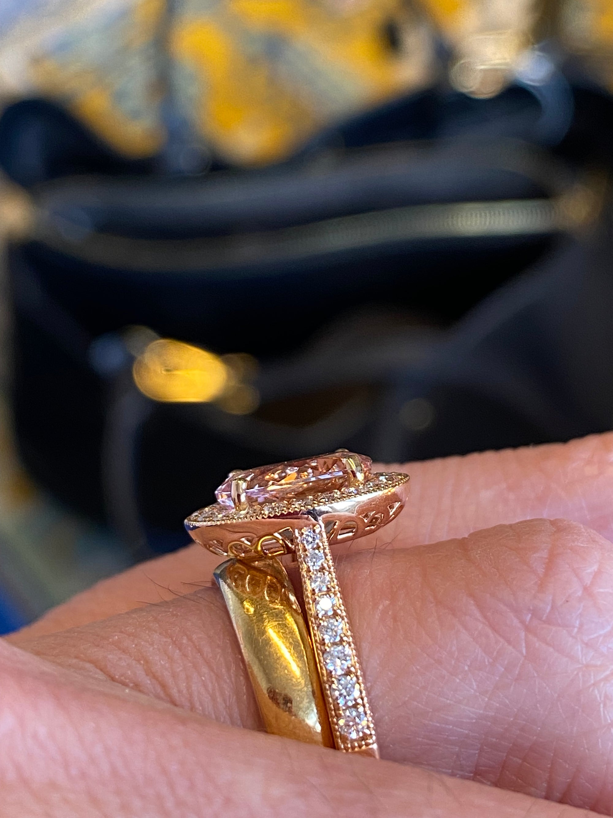 2.80 CTW Morganite and Natural Diamond Ring in 18ct Rose Gold