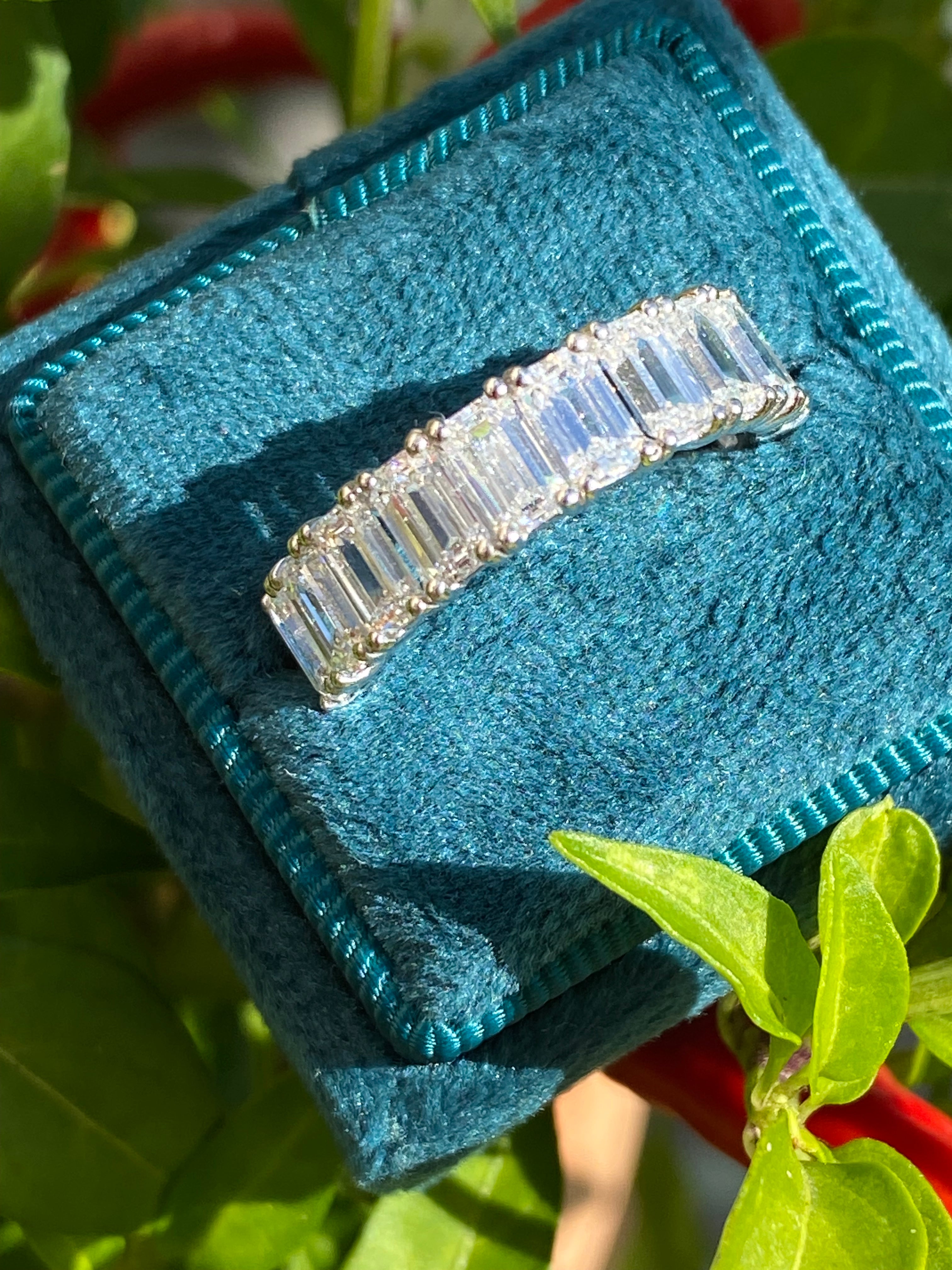 3.46 CTW Emerald Cut Lab Grown Diamond Half Eternity Ring in Platinum