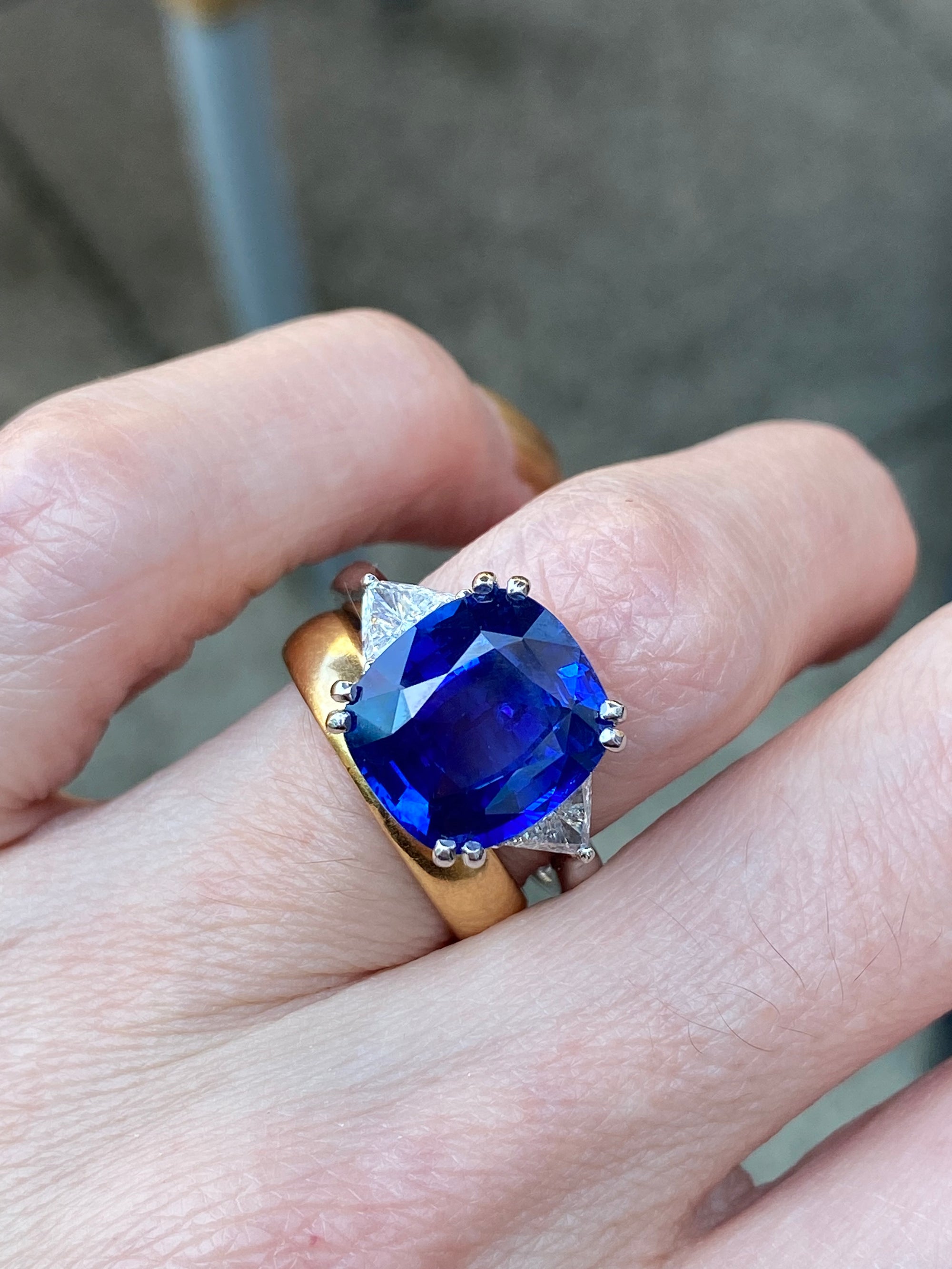 7.82 Carat GIA Certified Blue Ceylon Sapphire and Natural Diamond Engagement Ring in Platinum