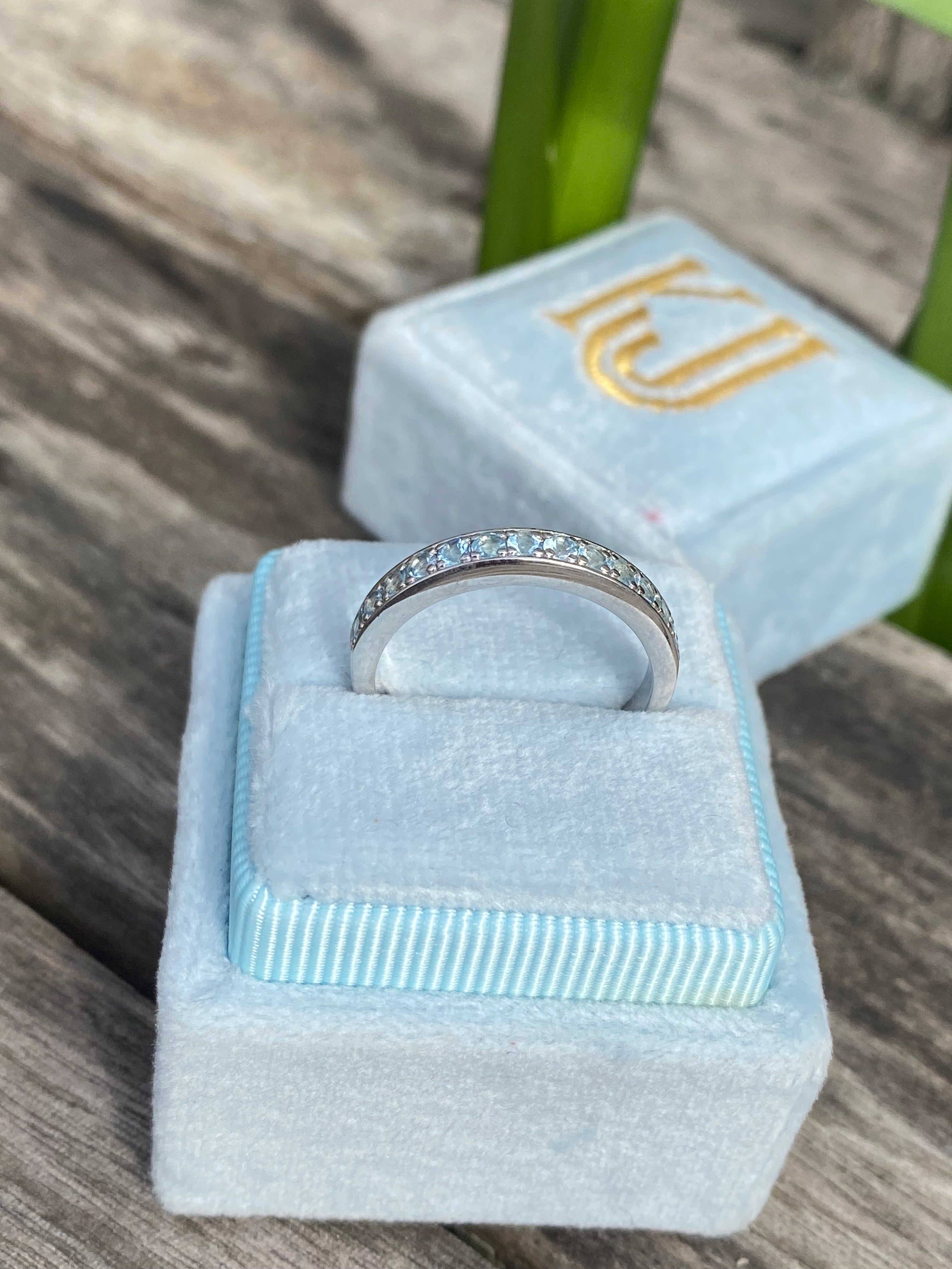 0.50ctw Baby Blue Aquamarine Eternity Stacking Ring