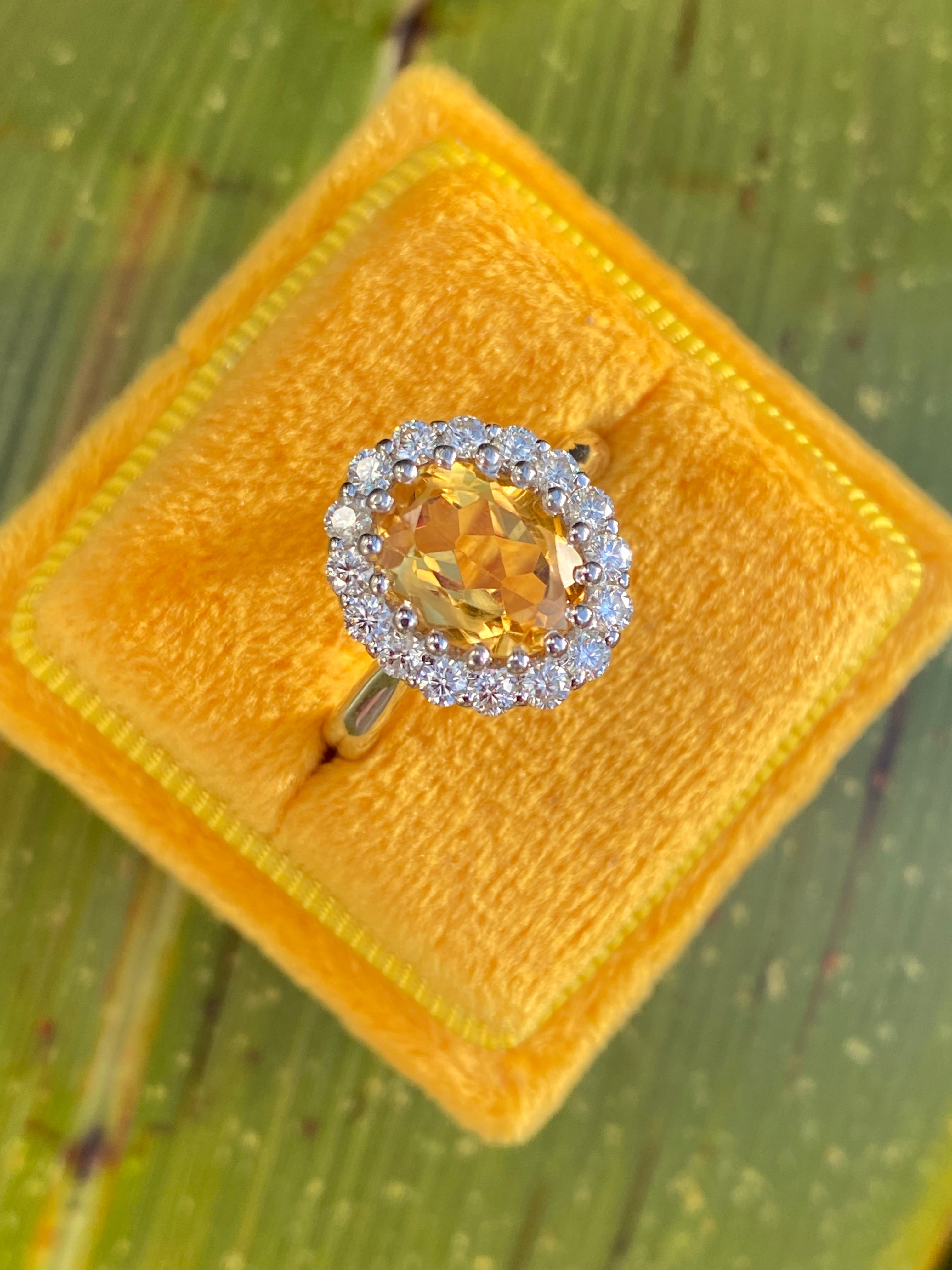 2.52 CTW Oval Cut Citrine and Moissanite Halo Cocktail Ring in Sterling Silver