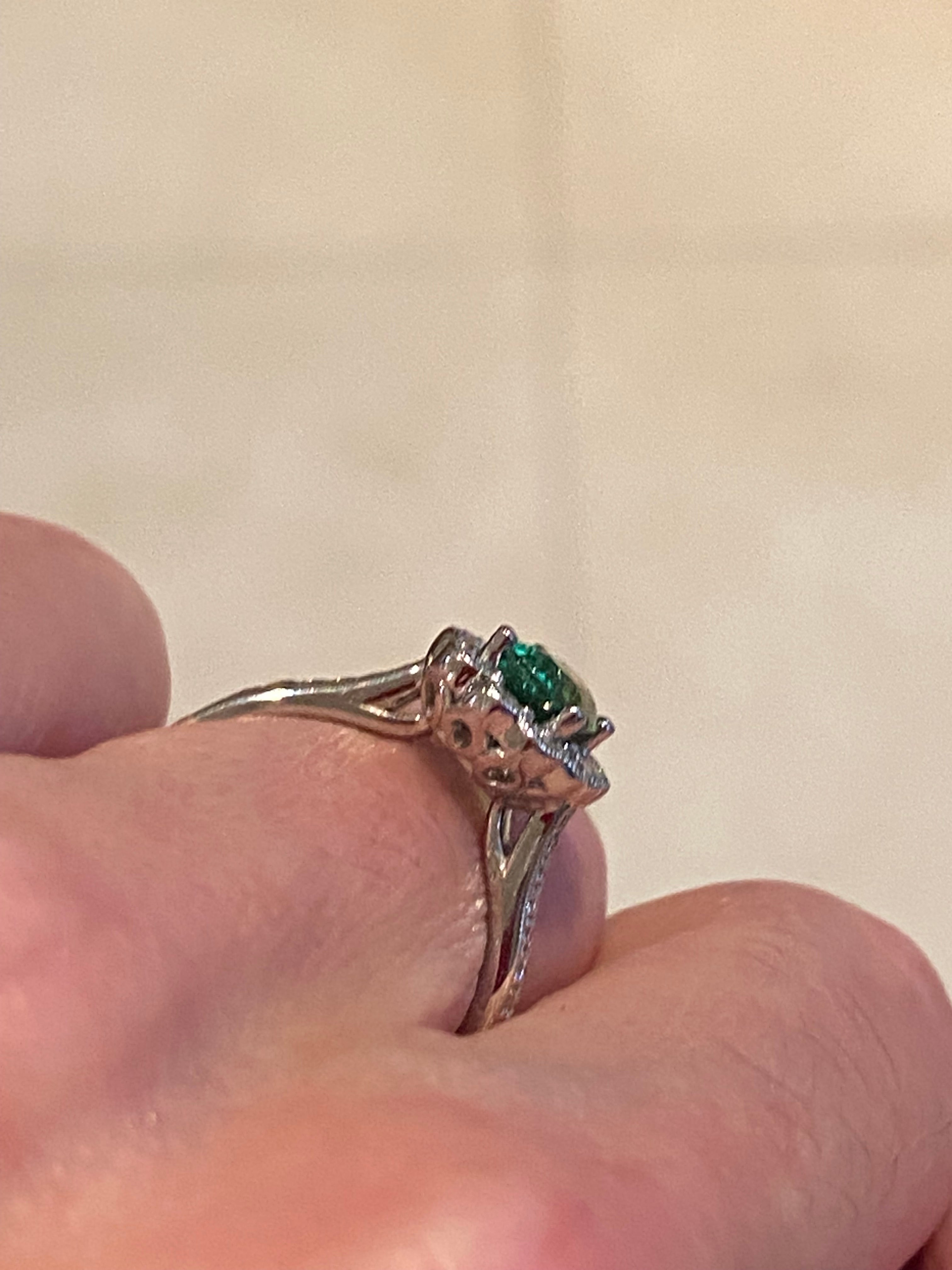 1.75 CTW Tsavorite Garnet and Natural Diamond Halo Ring in Platinum