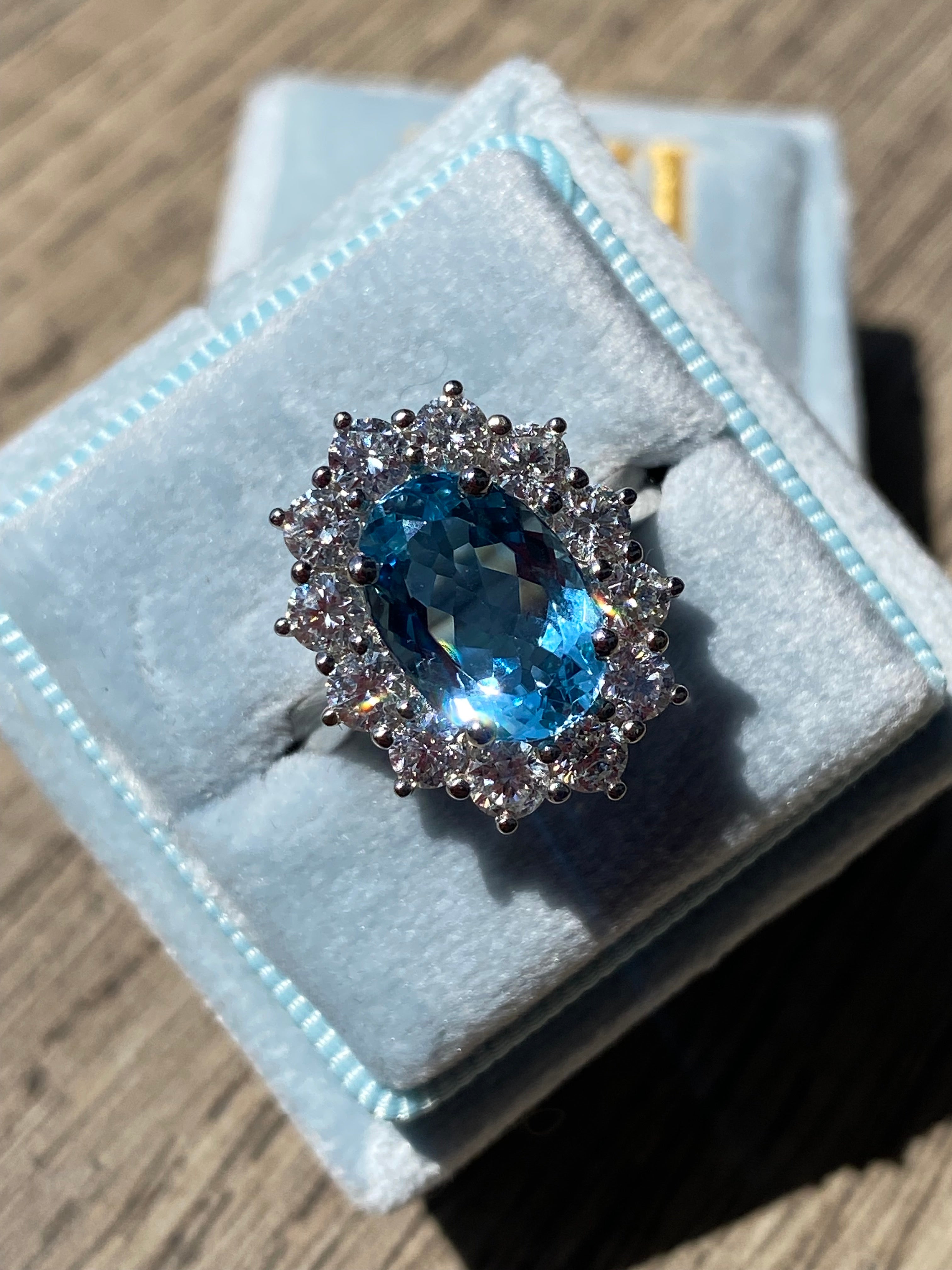 4.32 CTW Marquise Cut Aquamarine and Natural Diamond Halo Engagement Ring in Platinum