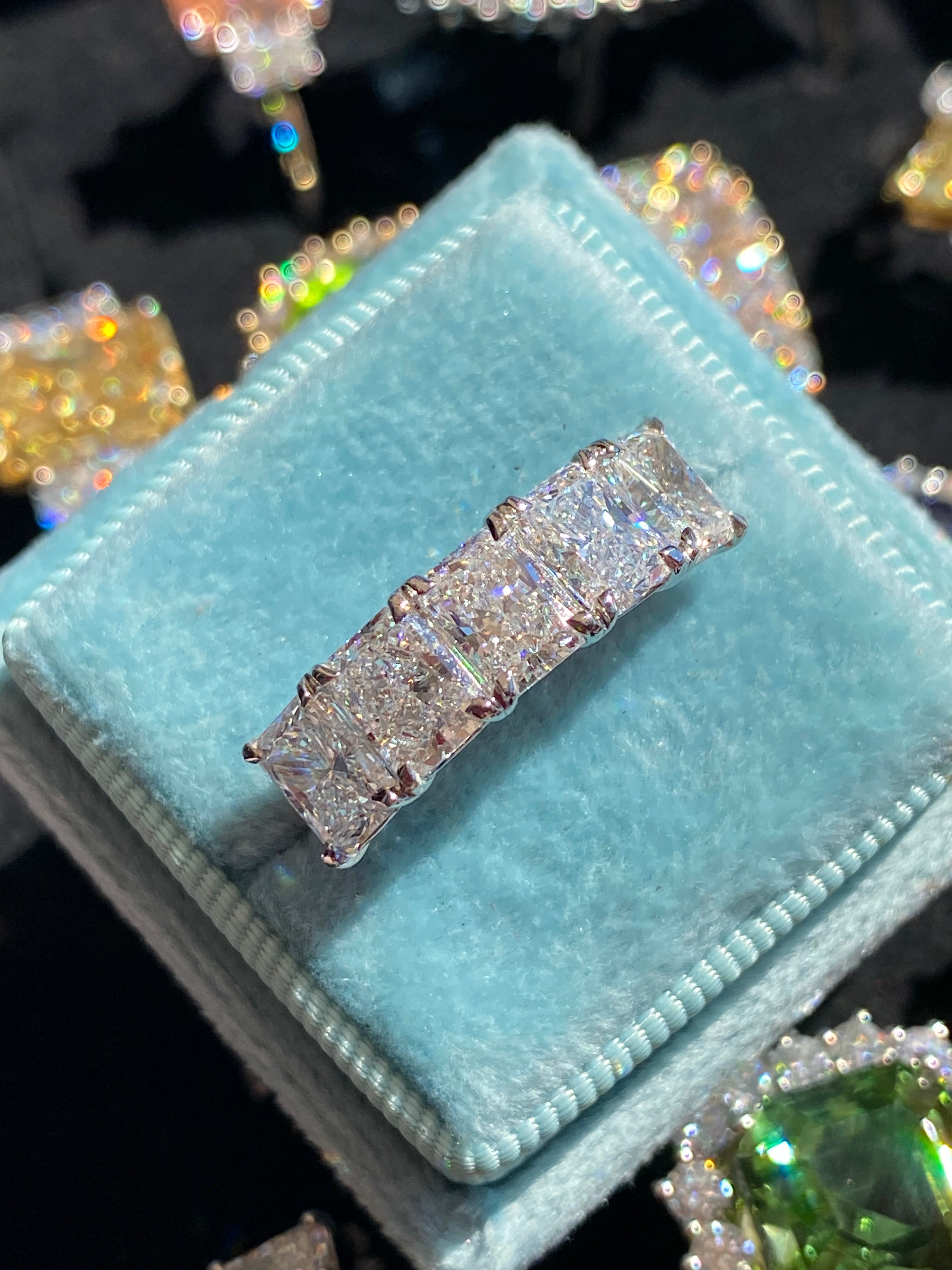 3.56 CTW Radiant Cut D Colour VVS Lab Diamond Five Stone Ring in Platinum
