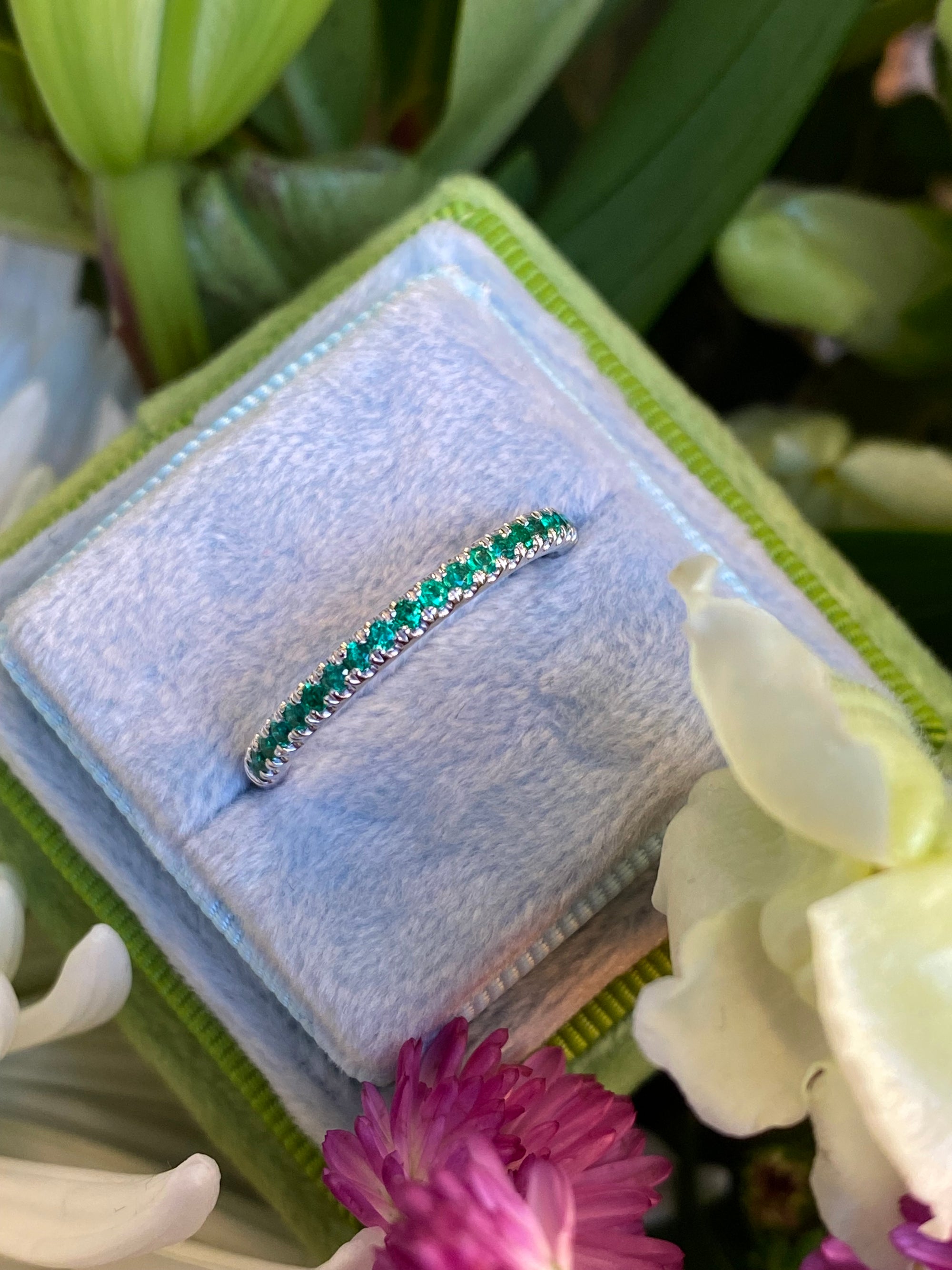 0.27 CTW Emerald Eternity Stacking Ring in Platinum