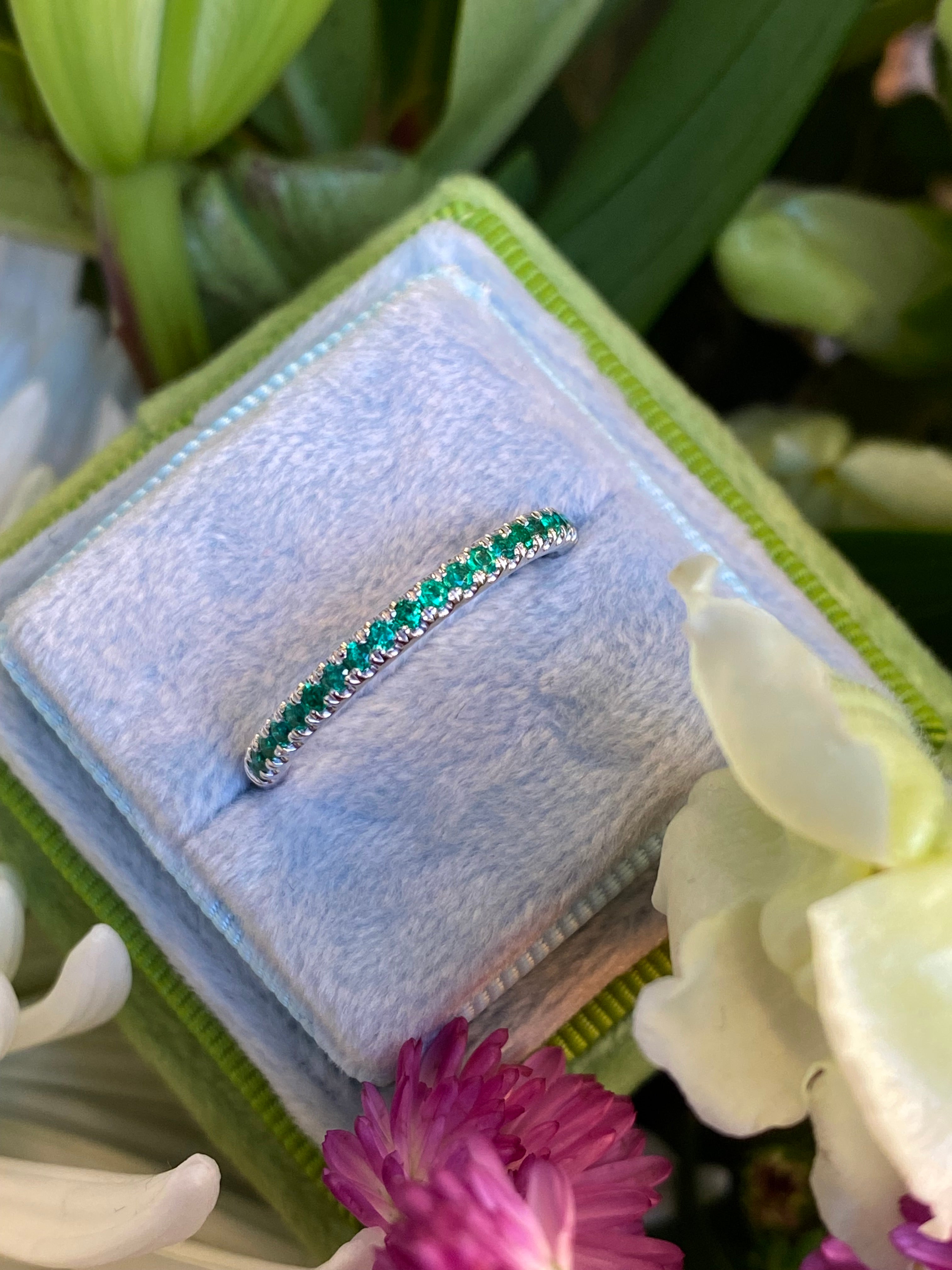 0.27 CTW Emerald Eternity Stacking Ring in Platinum
