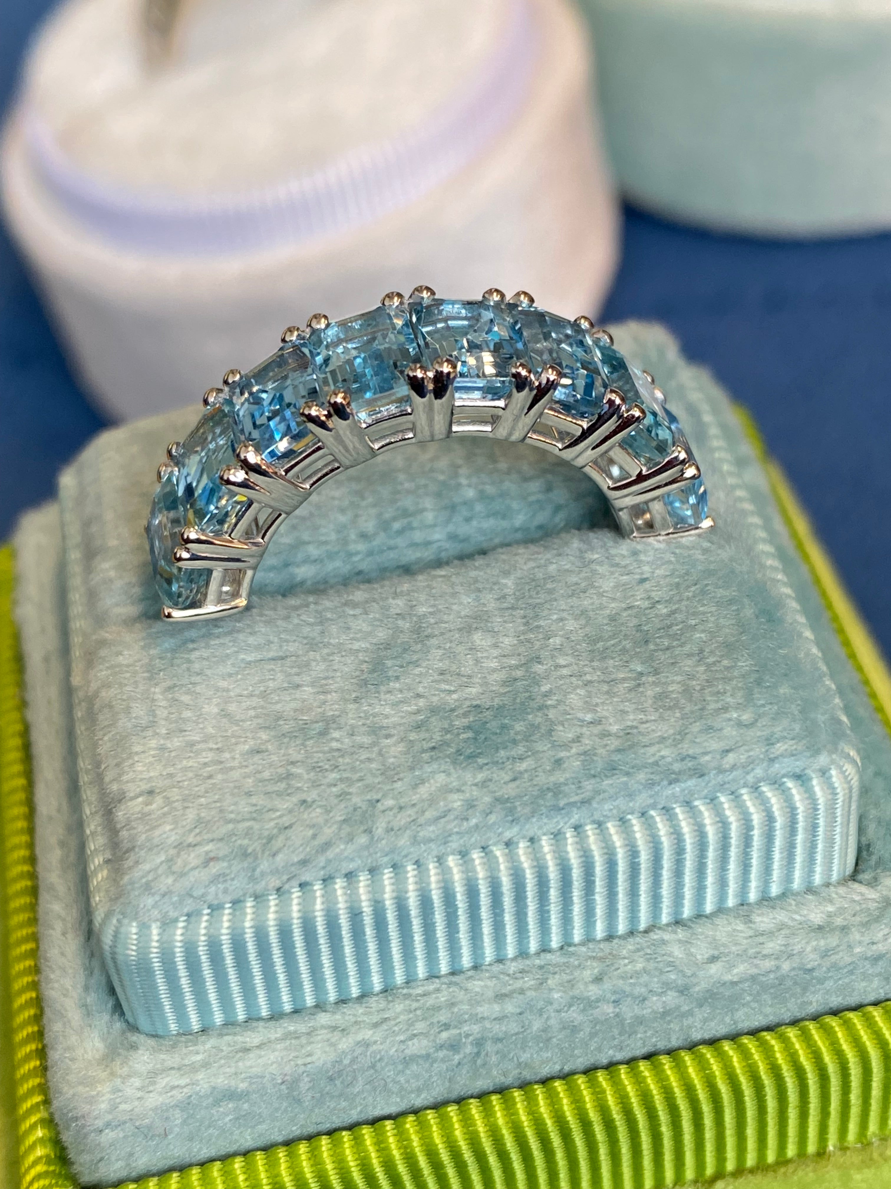 4.34 CTW Aquamarine Eternity Ring in 9ct White Gold