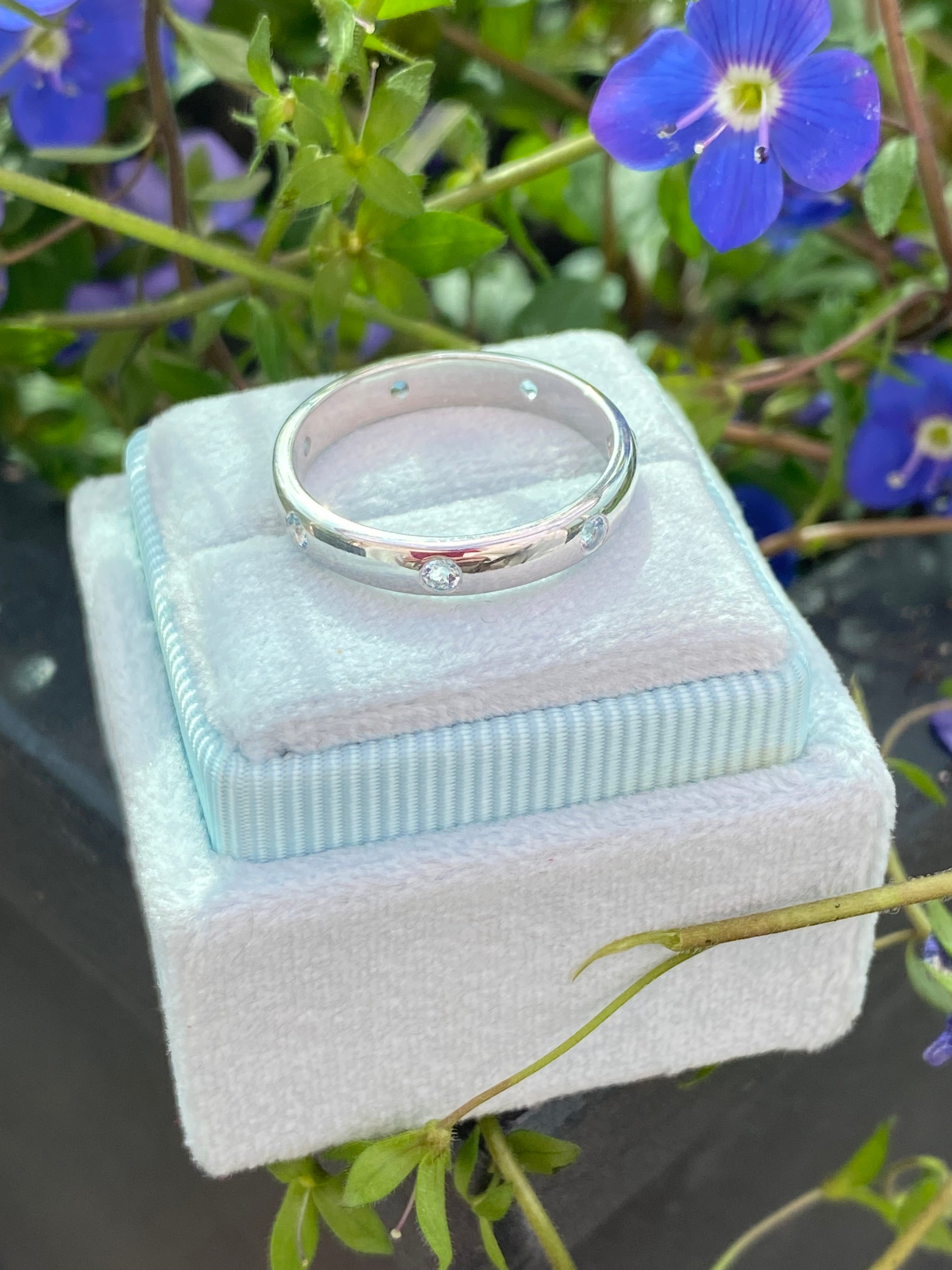 0.21ctw Aquamarine Eternity Stacking Ring