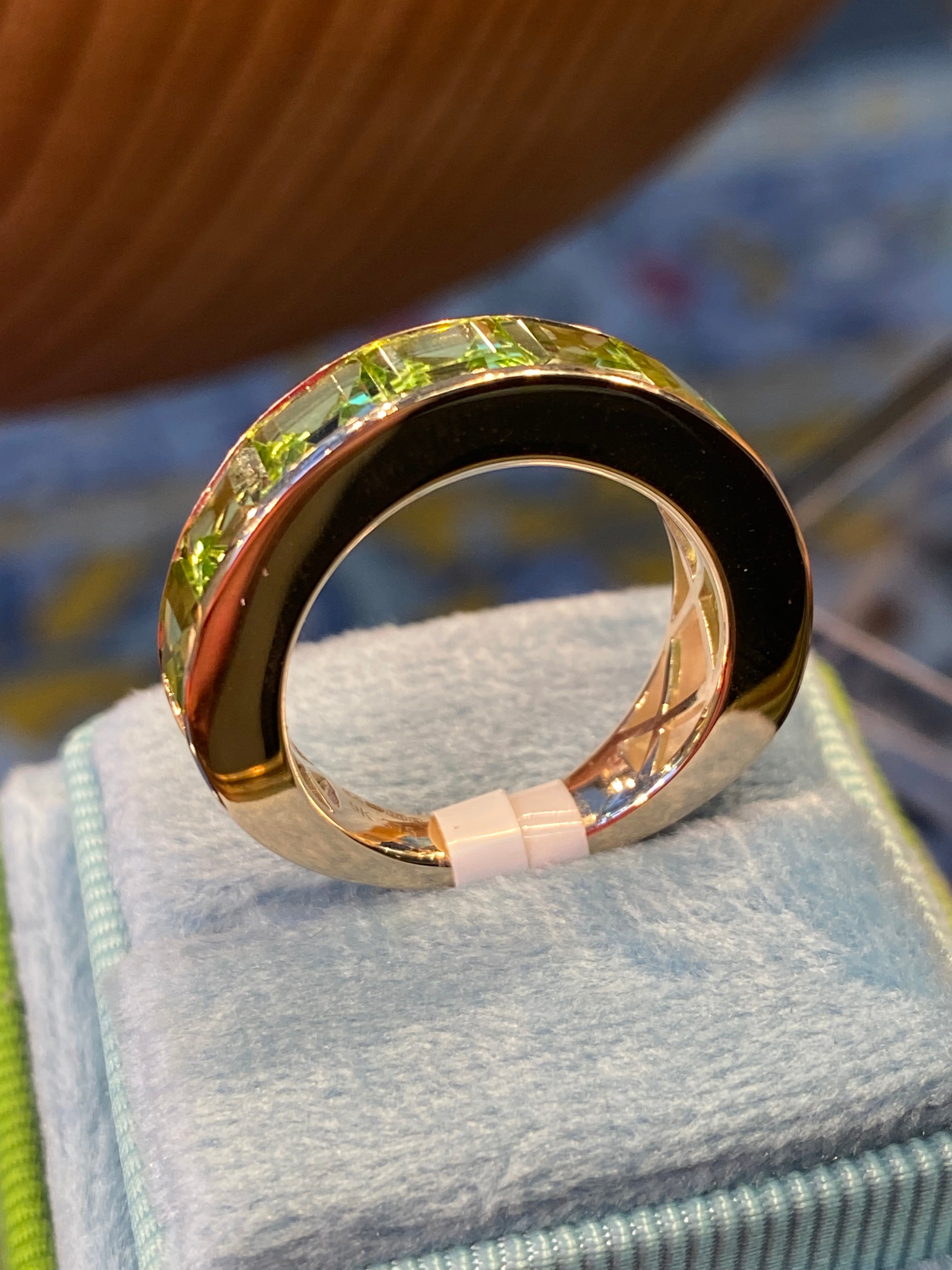 5.08 CTW Peridot Eternity Ring in 9ct Yellow Gold