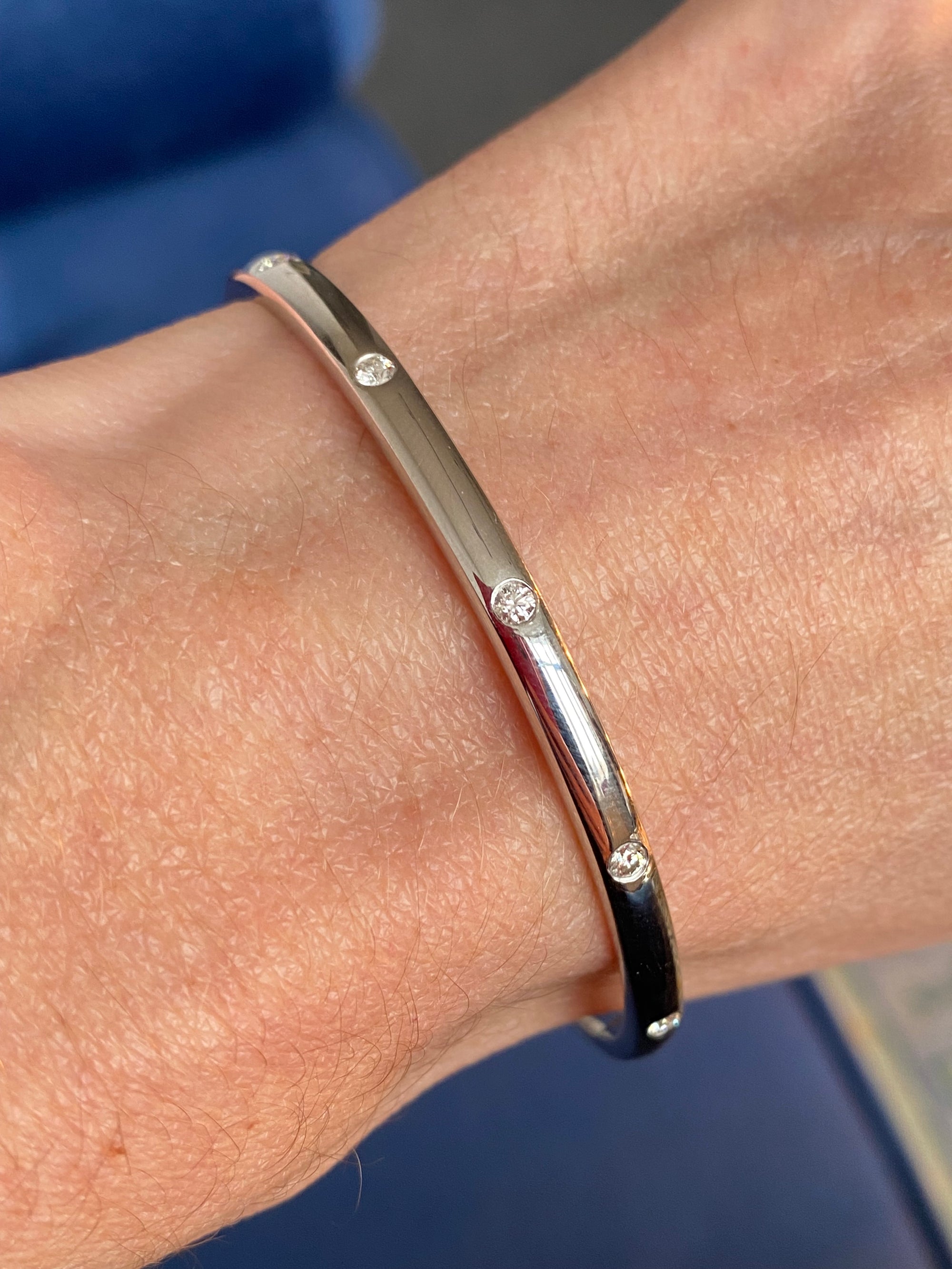 0.80ctw Moissanite Sterling Silver Bangle