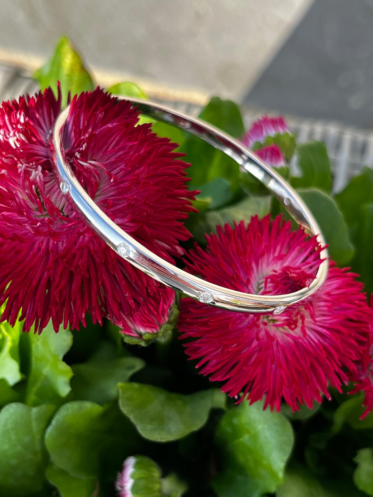 0.80ctw Moissanite Sterling Silver Bangle