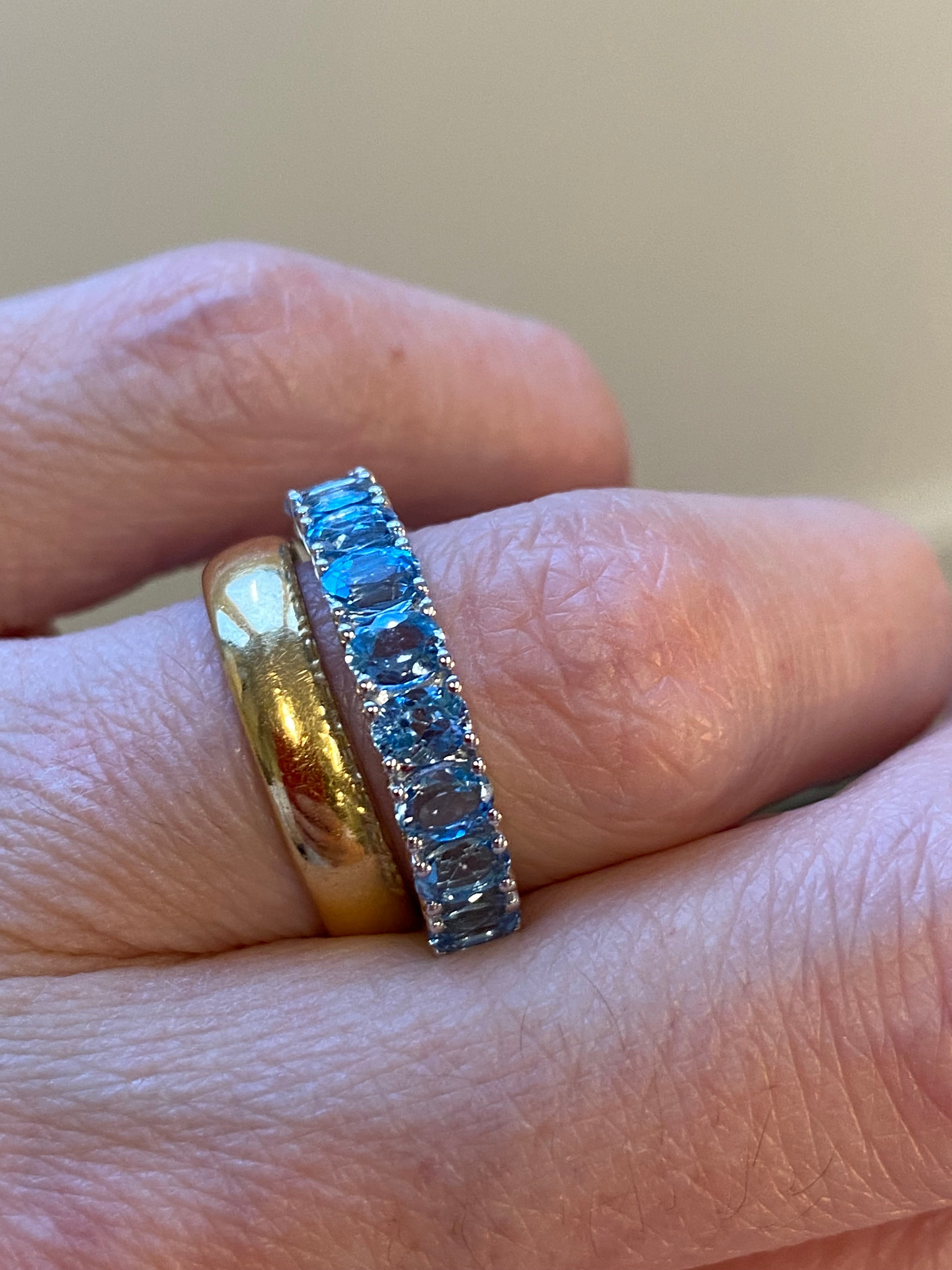 Stunning 3.01 CTW Aquamarine Eternity Ring in 9ct White Gold