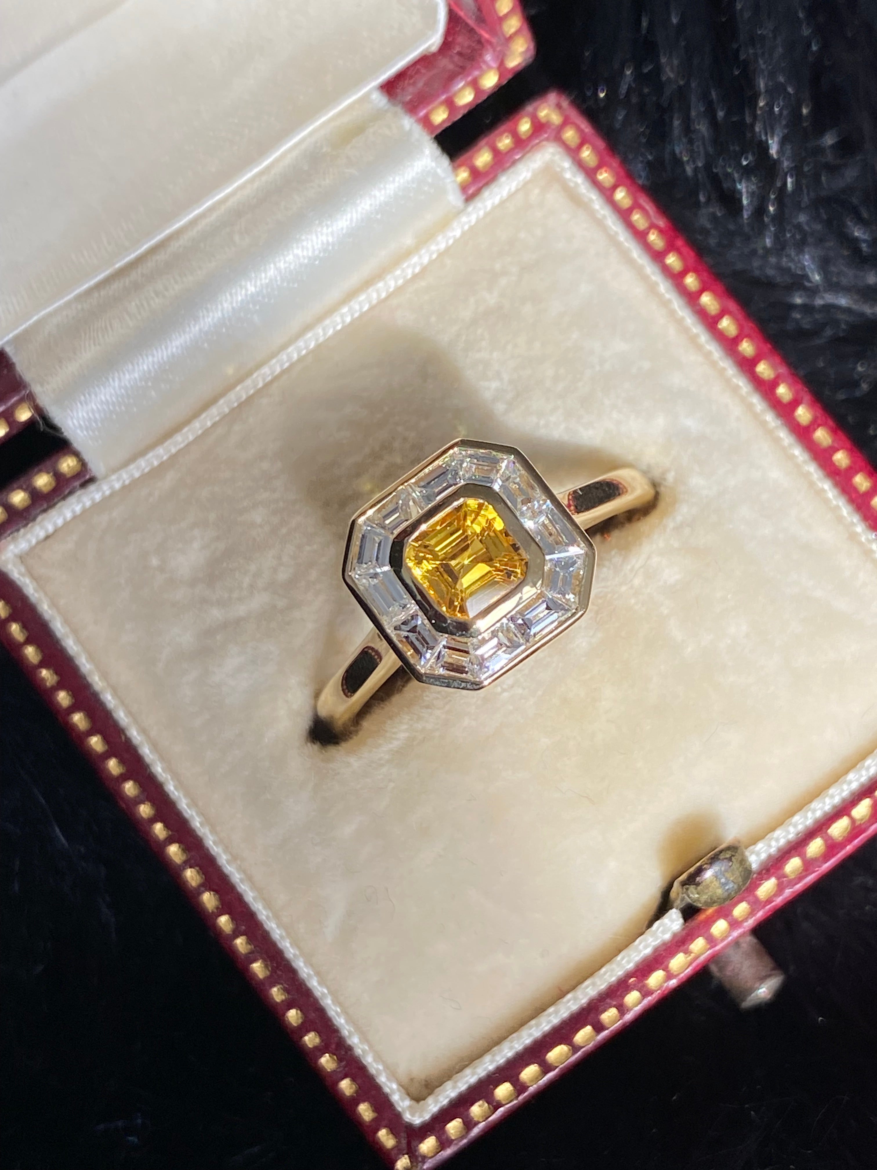 1.41 CTW Yellow Sapphire and Natural Diamond Ring in 18ct Yellow Gold