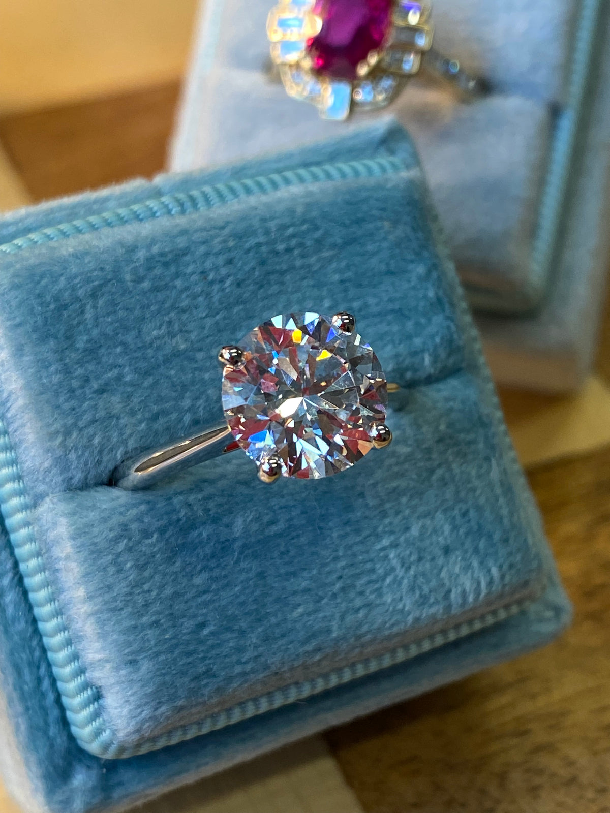 3.03 Carat Round Cut D Colour Lab Diamond Solitaire Engagement Ring in Platinum
