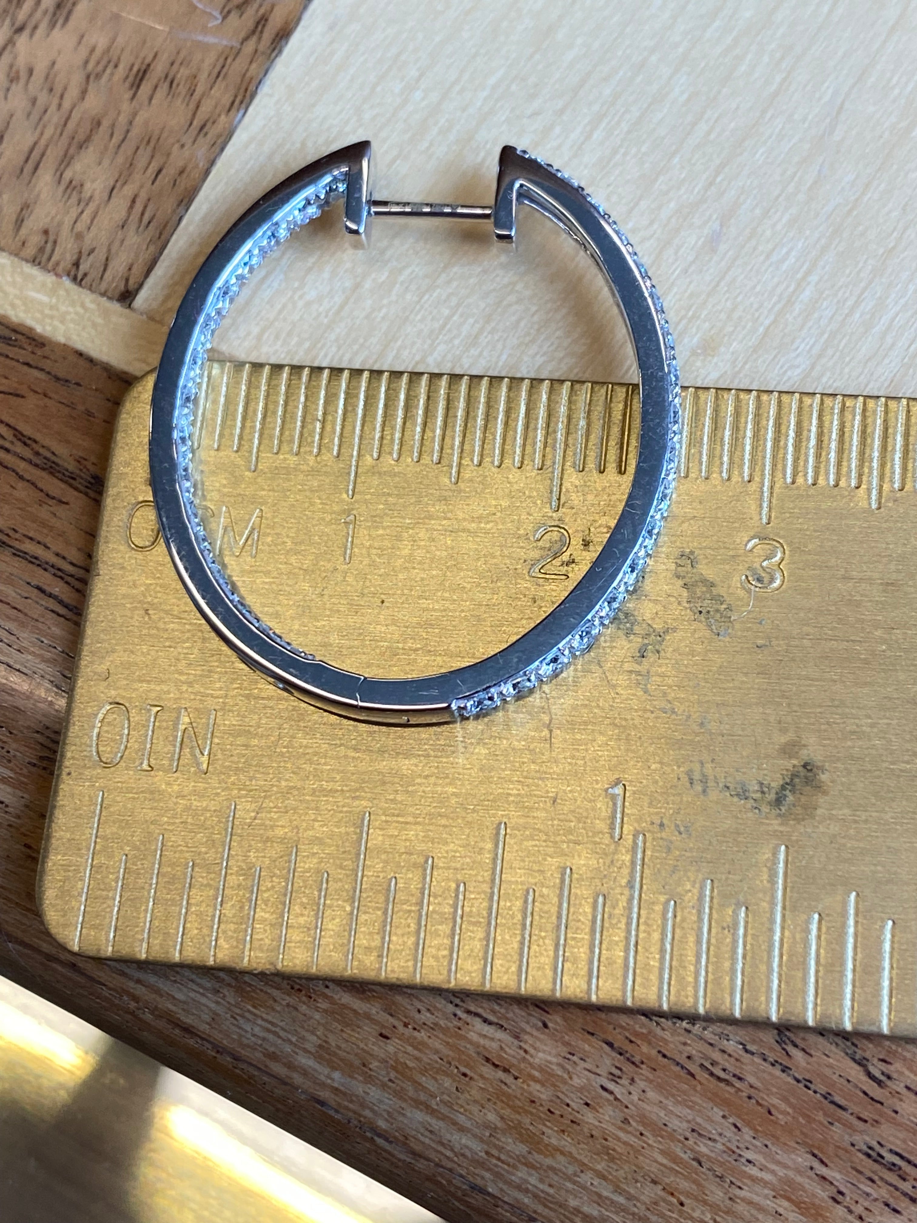 1.54 CTW Natural Diamond Hoop Earrings in 18ct White Gold