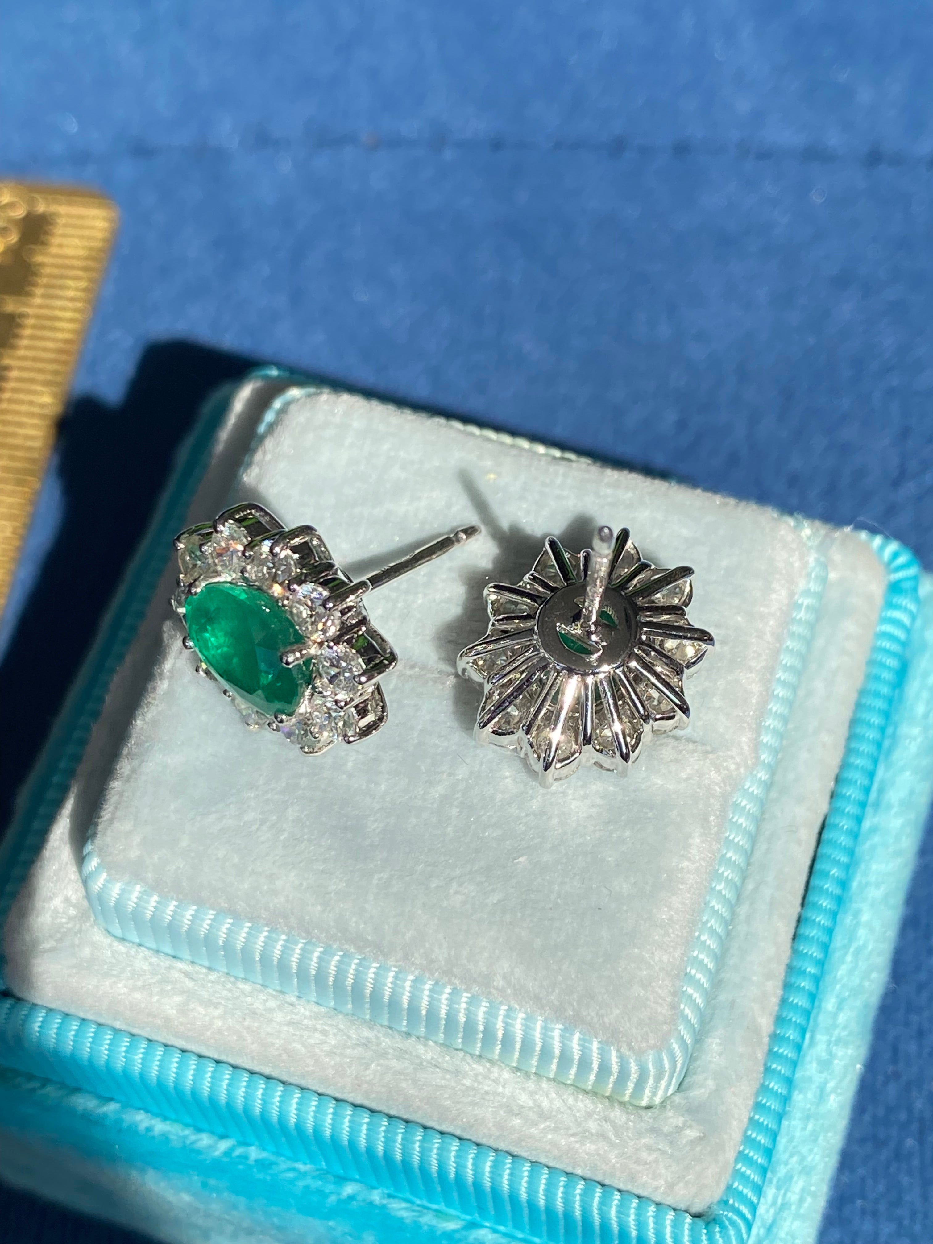Extraordinary 3.65 CTW Emerald Earrings in 18ct White Gold