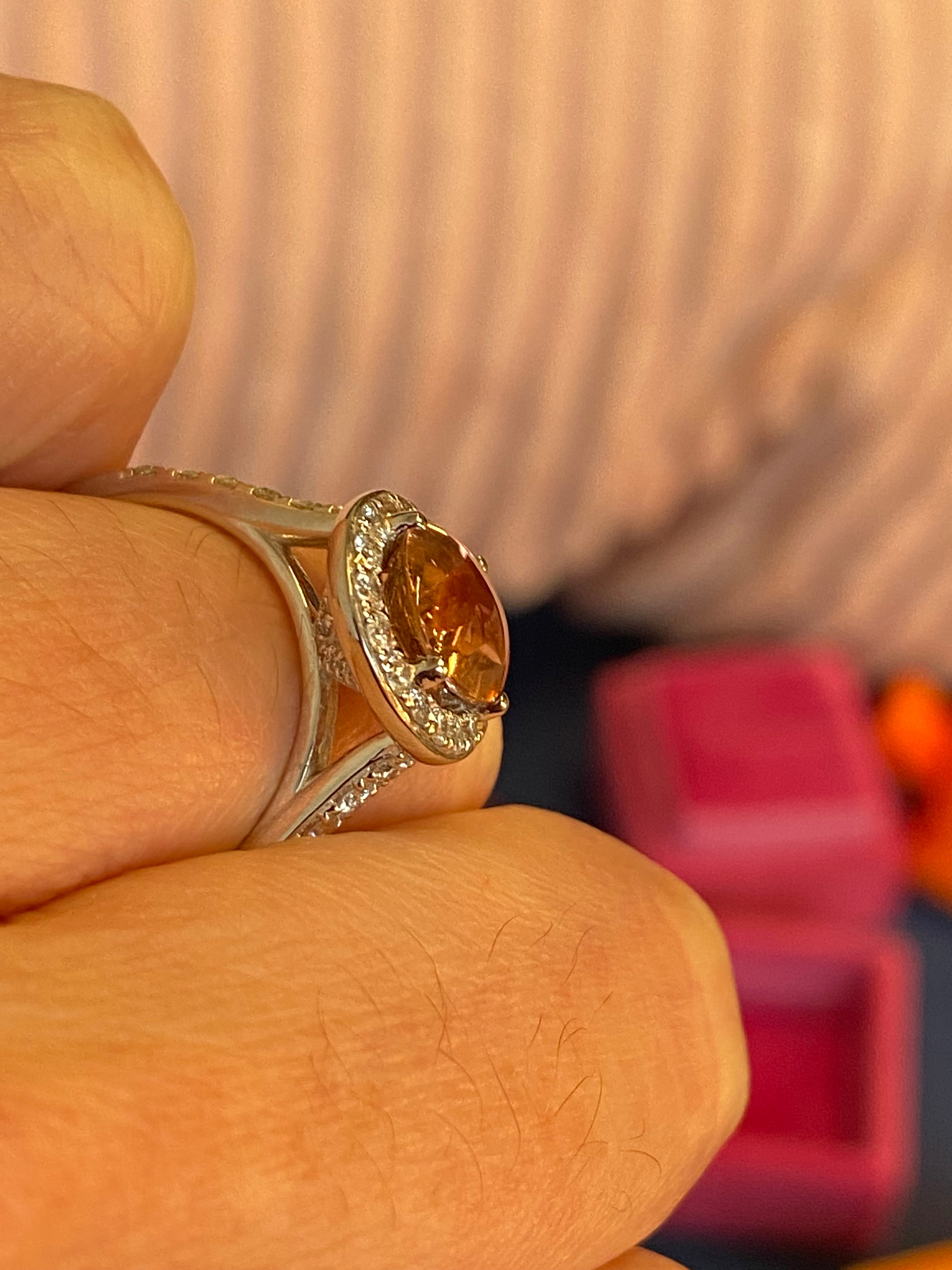 2.23 CTW Cabochon Cut Pink Tourmaline and Natural Diamond Ring in Platinum