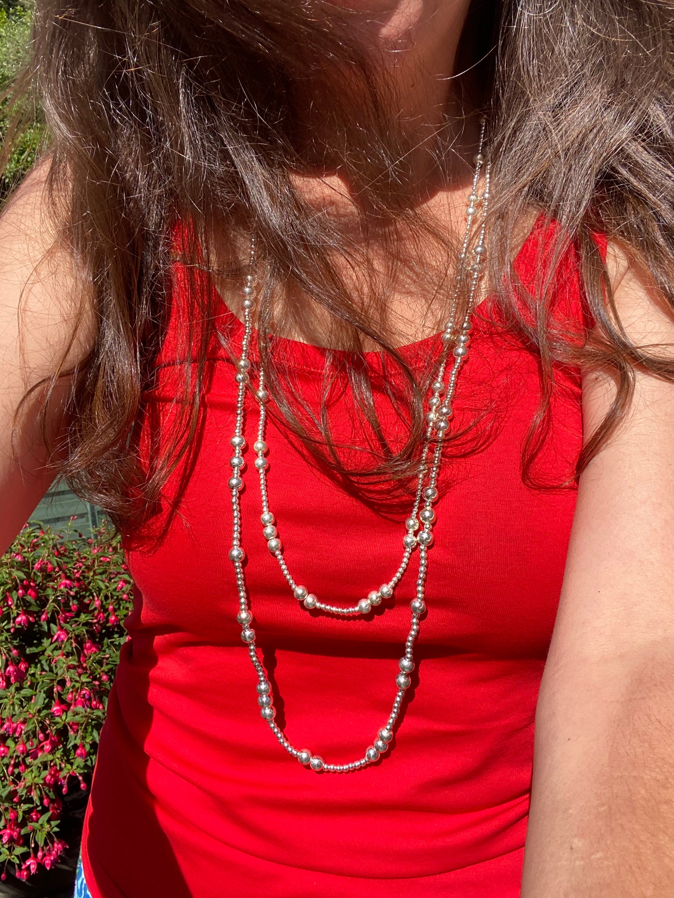 Opera Length Statement Sterling Silver Necklace
