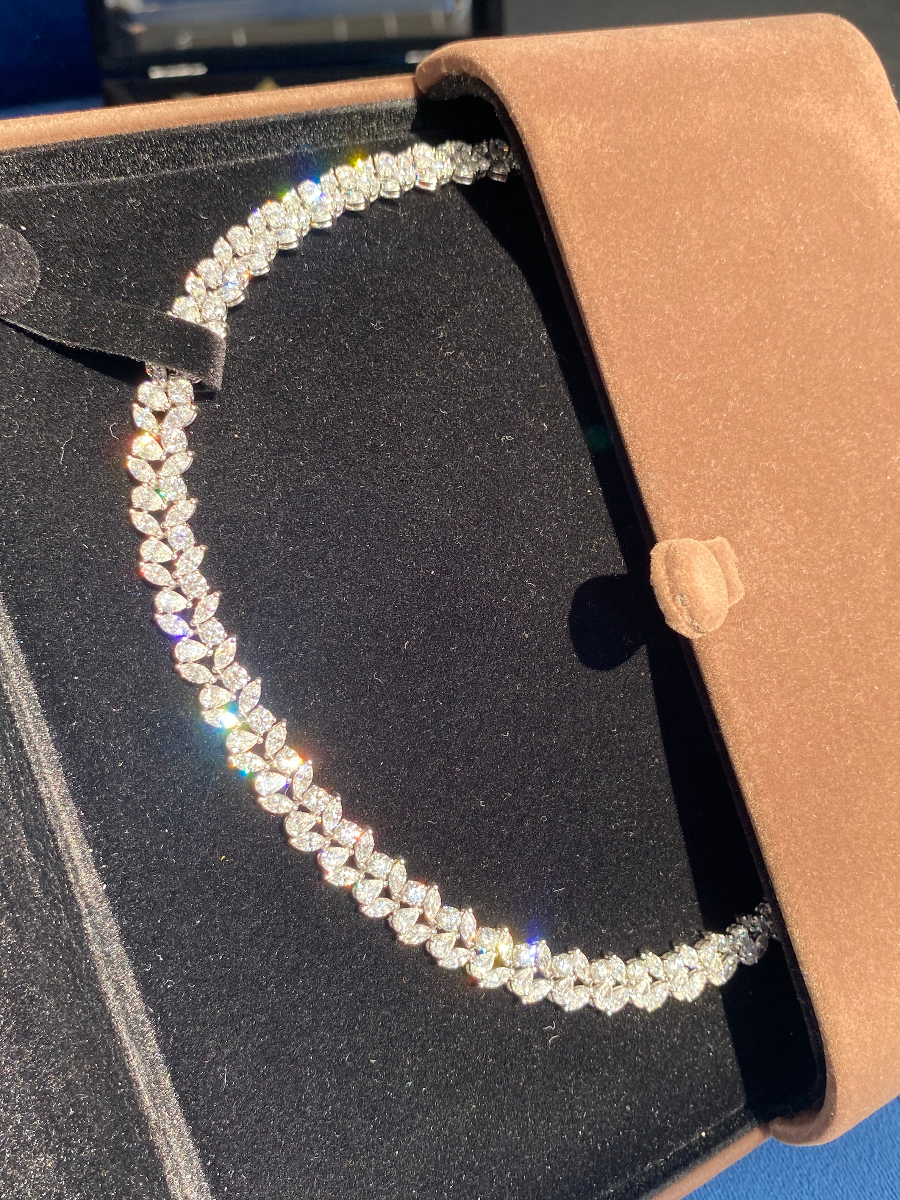 32.17 CTW Natural Diamond Necklace in 18ct White Gold