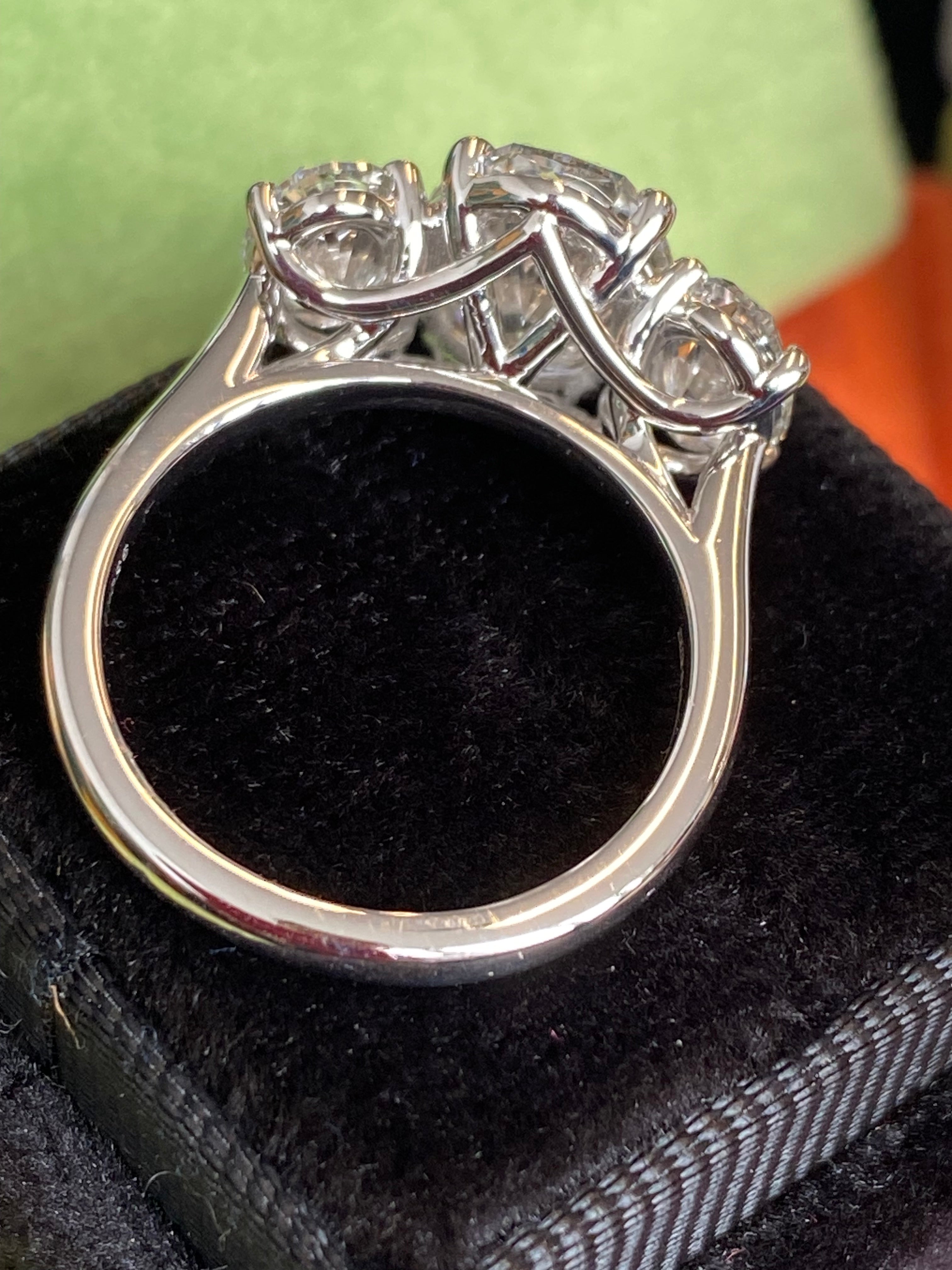 4.95 CTW Oval Cut D Colour VS2 Lab Diamond Three Stone Ring in Platinum