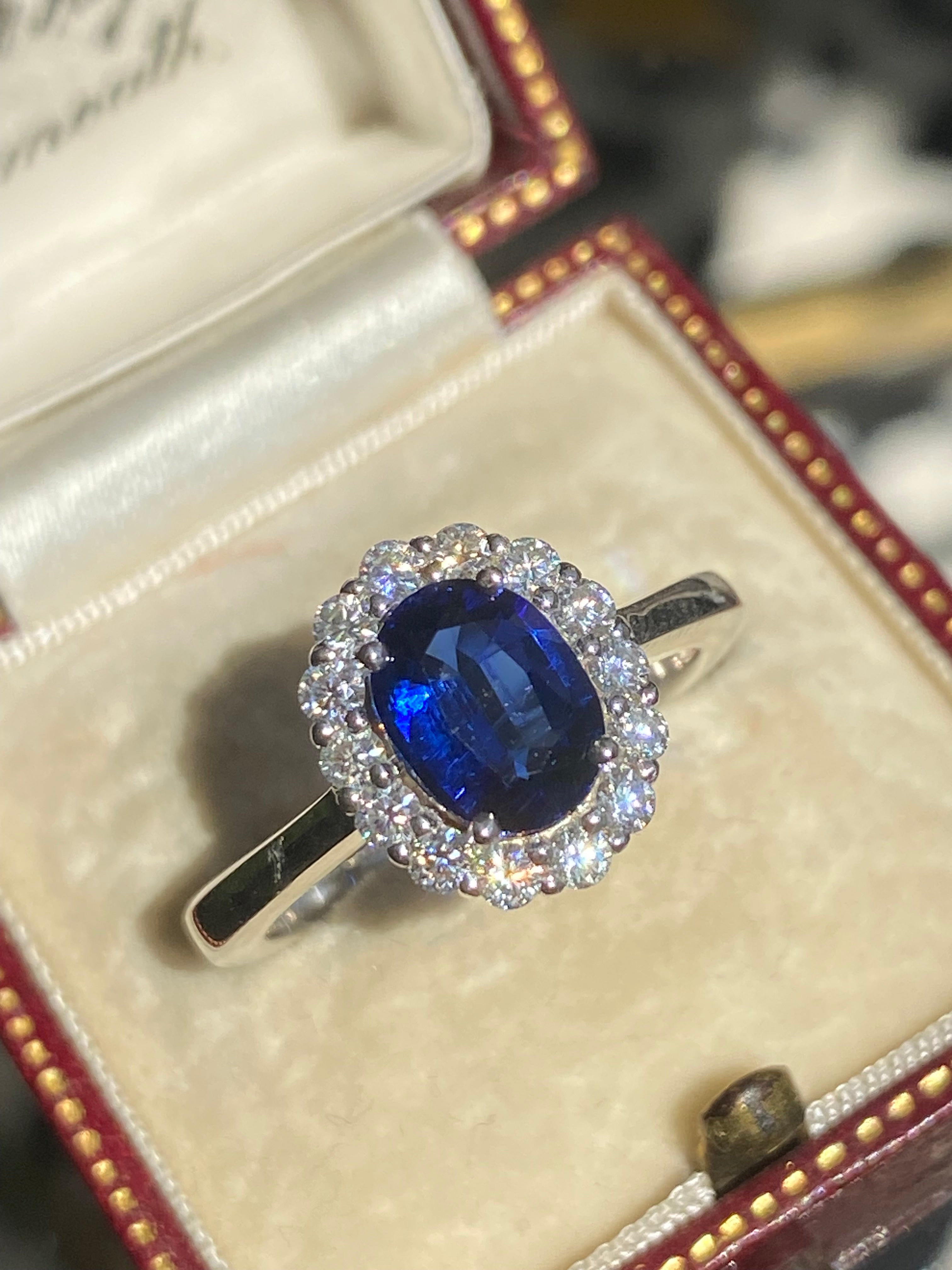 2.00 CTW Oval Cut Kyanite Moissanite Halo Ring in Sterling Silver