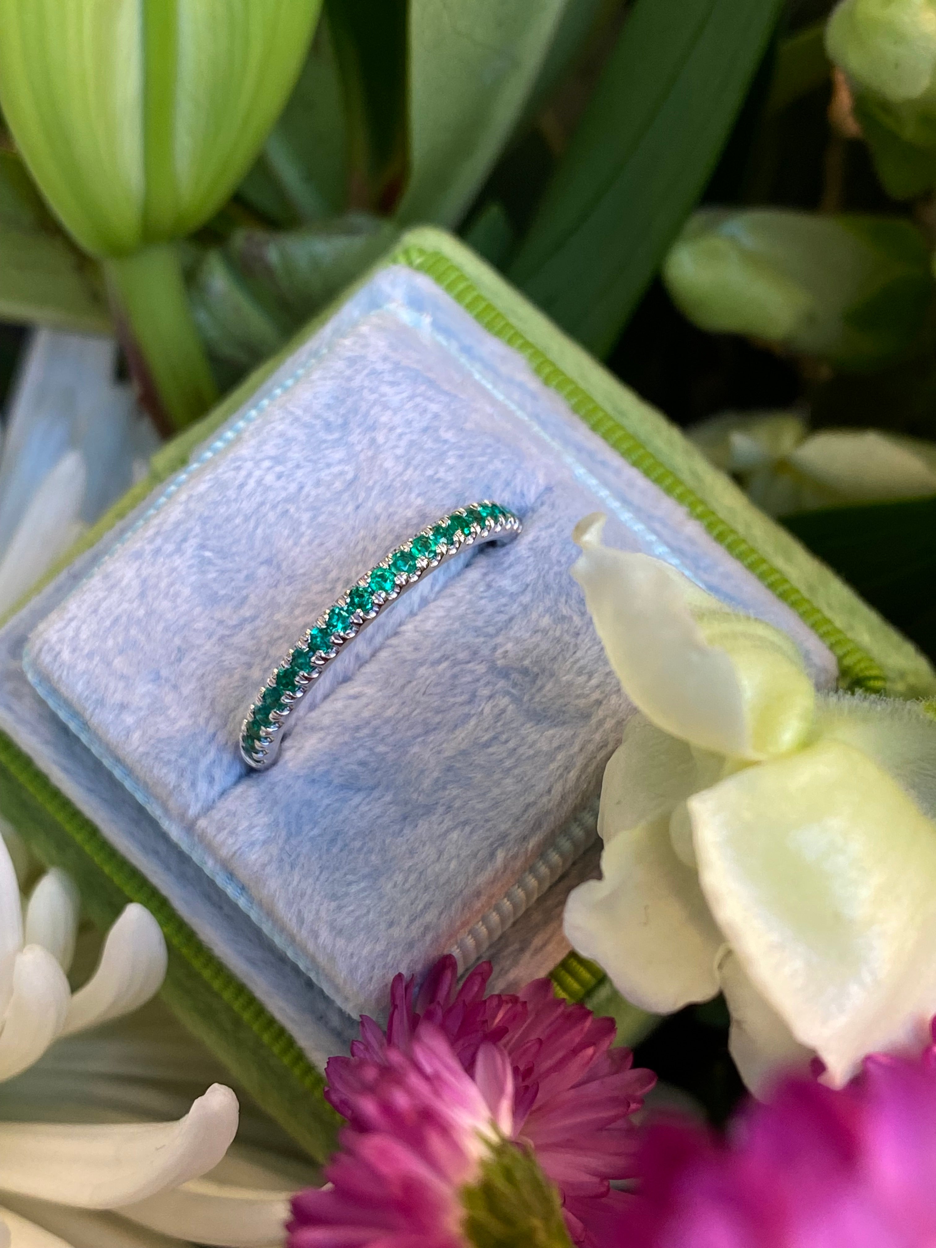 0.27 CTW Emerald Eternity Stacking Ring in Platinum