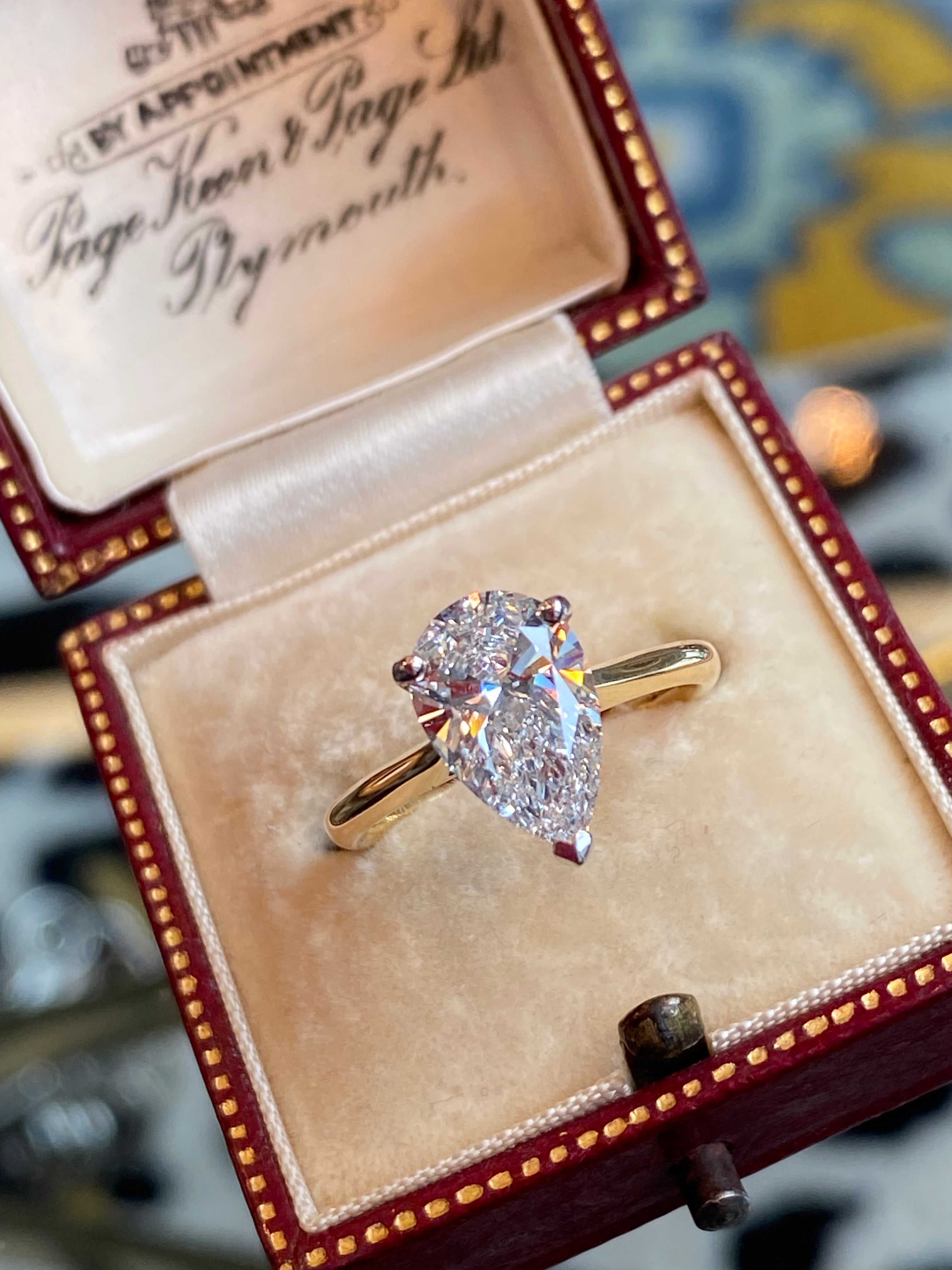 Heritage 2.00 CT + Lab Grown Pear Cut Diamond Solitaire Engagement Ring, at Least E Colour / VVS Clarity