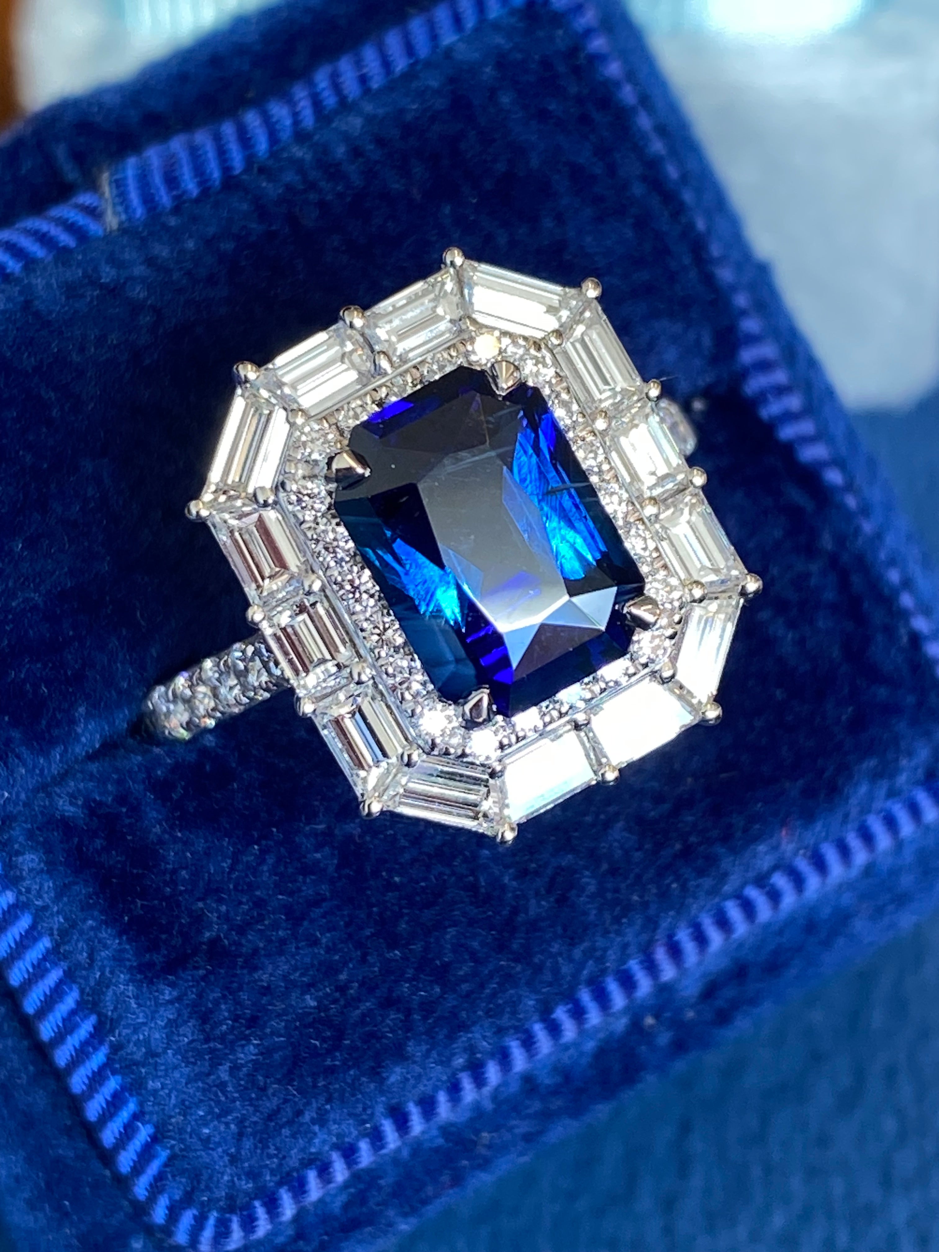 4.58 CTW Ceylon Sapphire and Natural Diamond Ring in Platinum