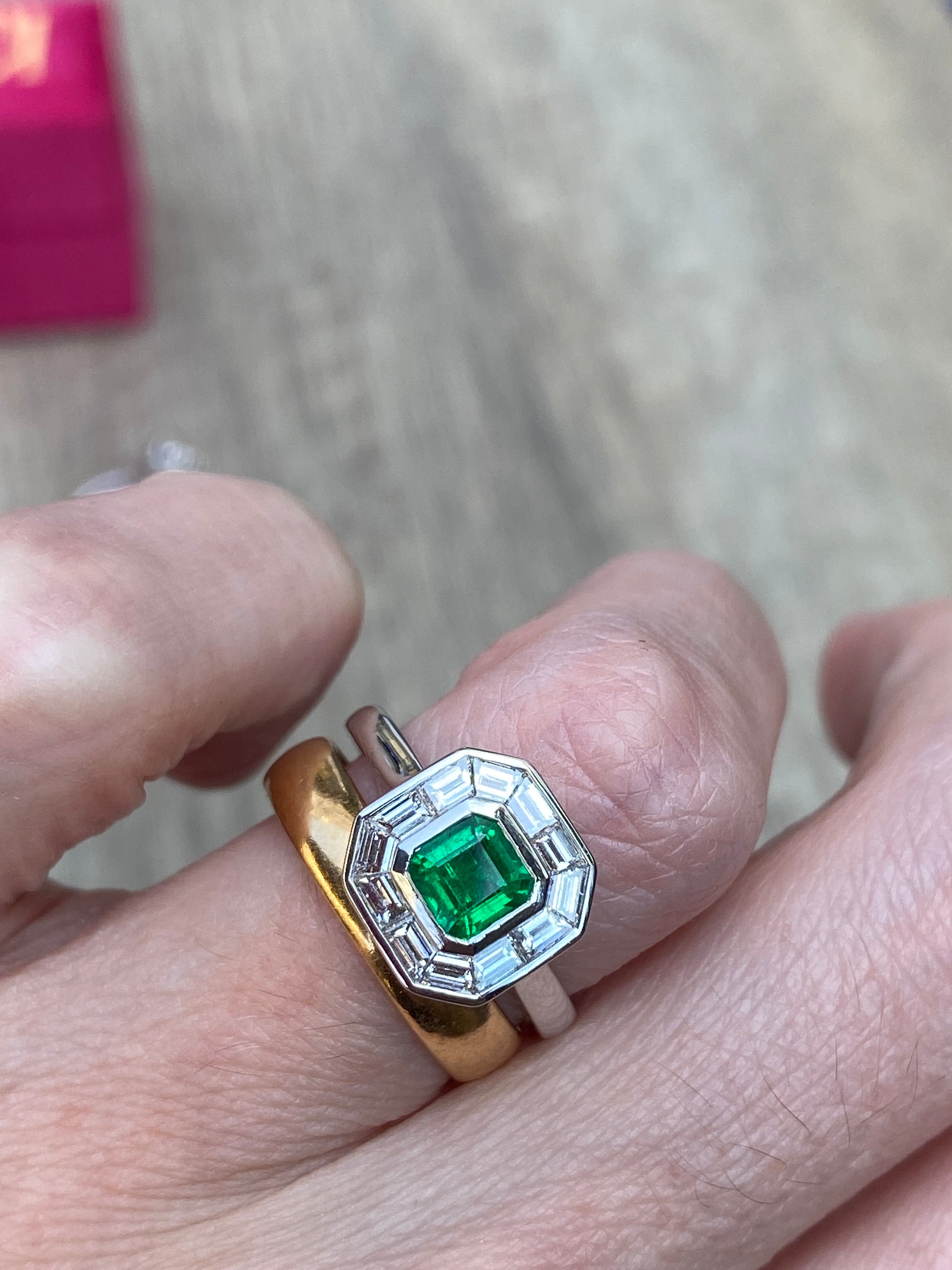 1.51 CTW Emerald and Natural Diamond Ring in Platinum