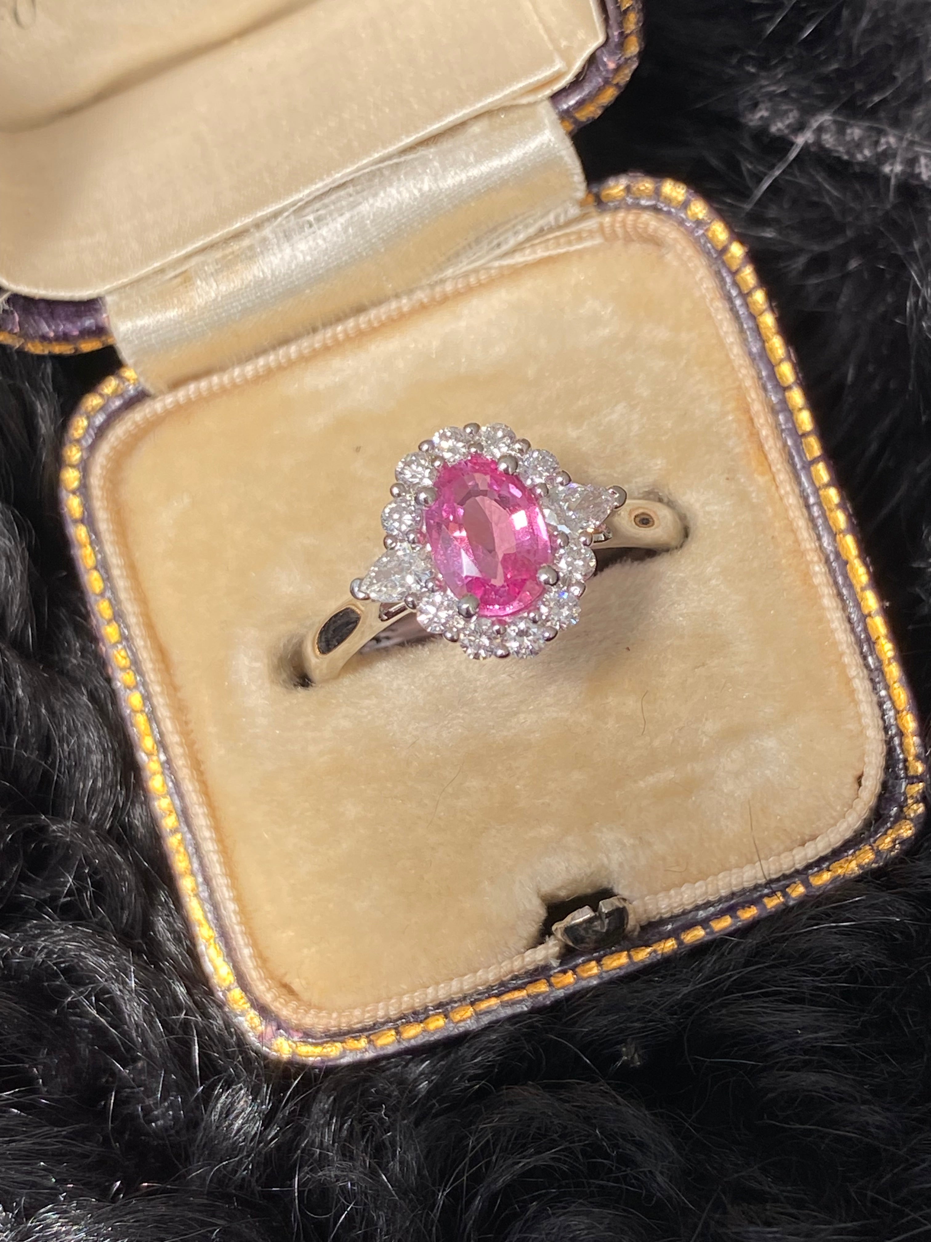 1.46 CTW Pink Sapphire and Natural Diamond Ring in Platinum