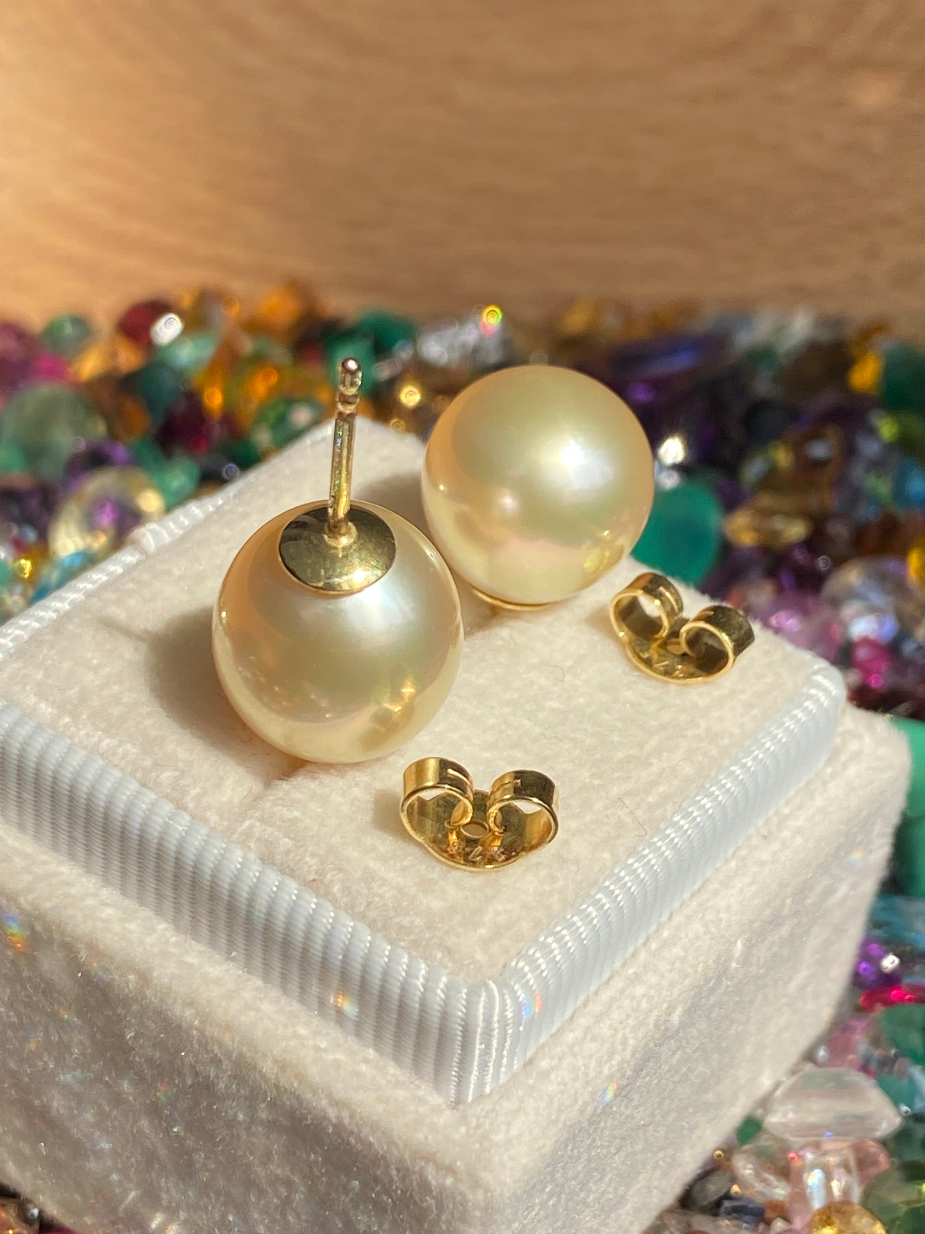 South Sea Pearl Stud Earrings in 18ct Yellow Gold