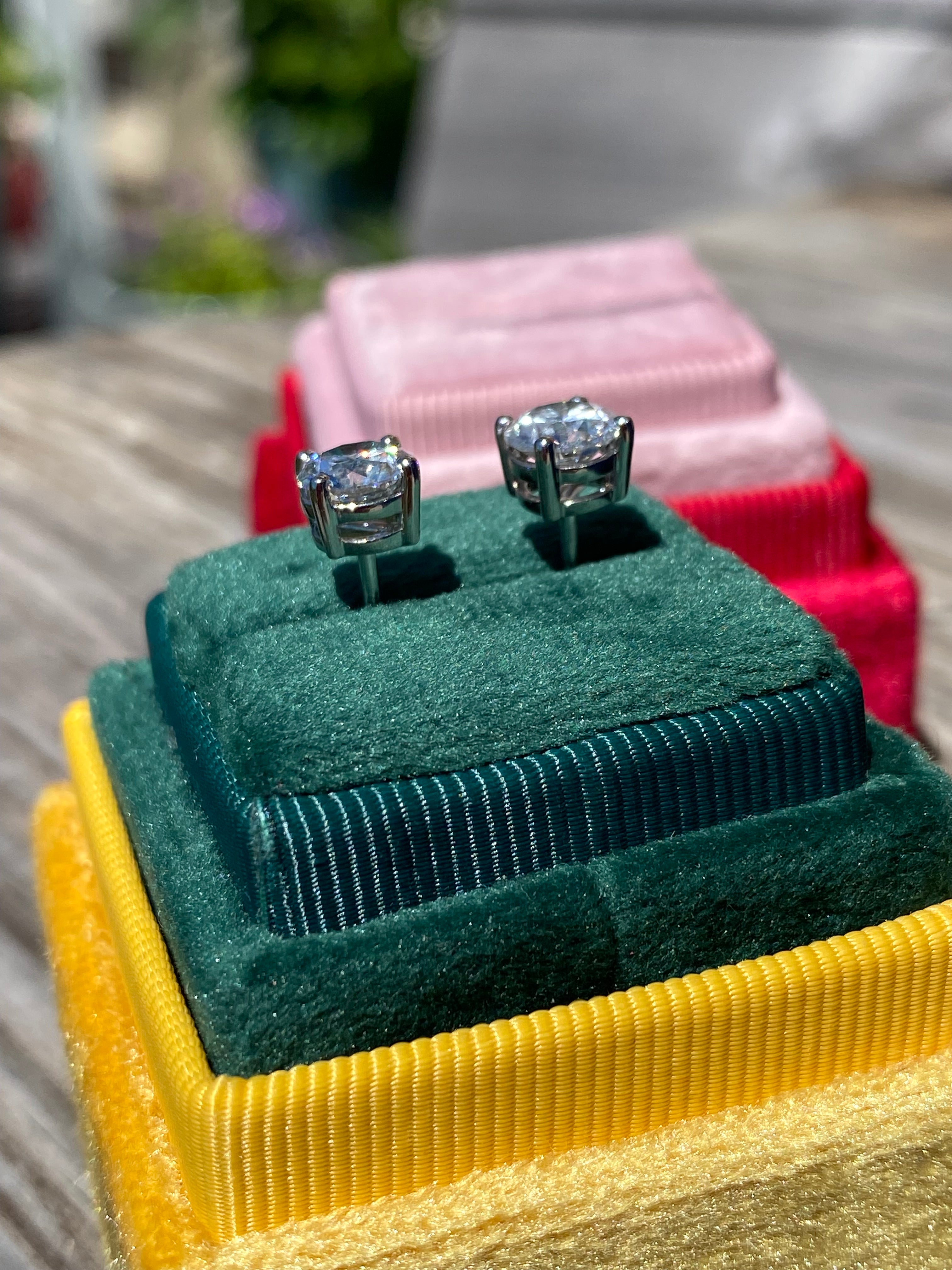 2.00 CTW + Lab Grown Diamond Solitaire Stud Earrings, at Least E Colour / VS Clarity
