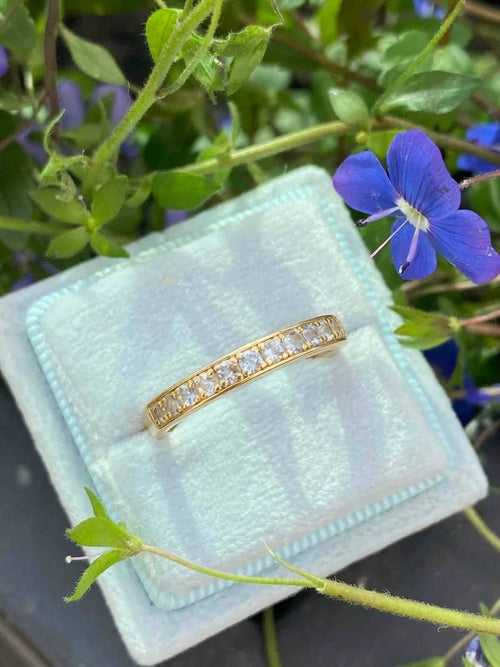0.50ctw Baby Blue Aquamarine Eternity Stacking Ring in Sterling Silver / 9ct Yellow Gold
